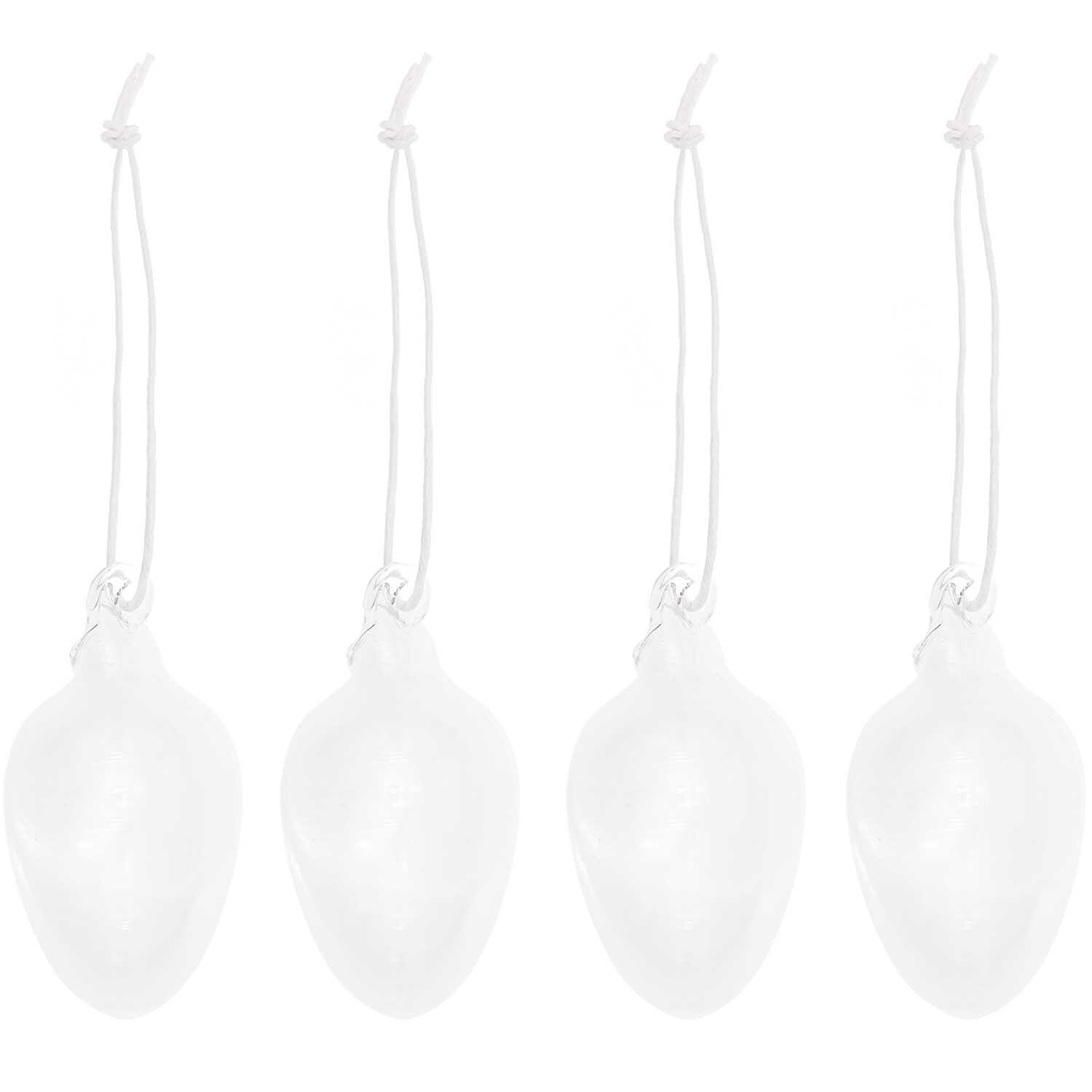 Glas Eier transparent 4 Stück Ø 3cm, dekorative transparente Eier von Rico Design mit Aufhängung. Ideal für kreative Dekorationen.