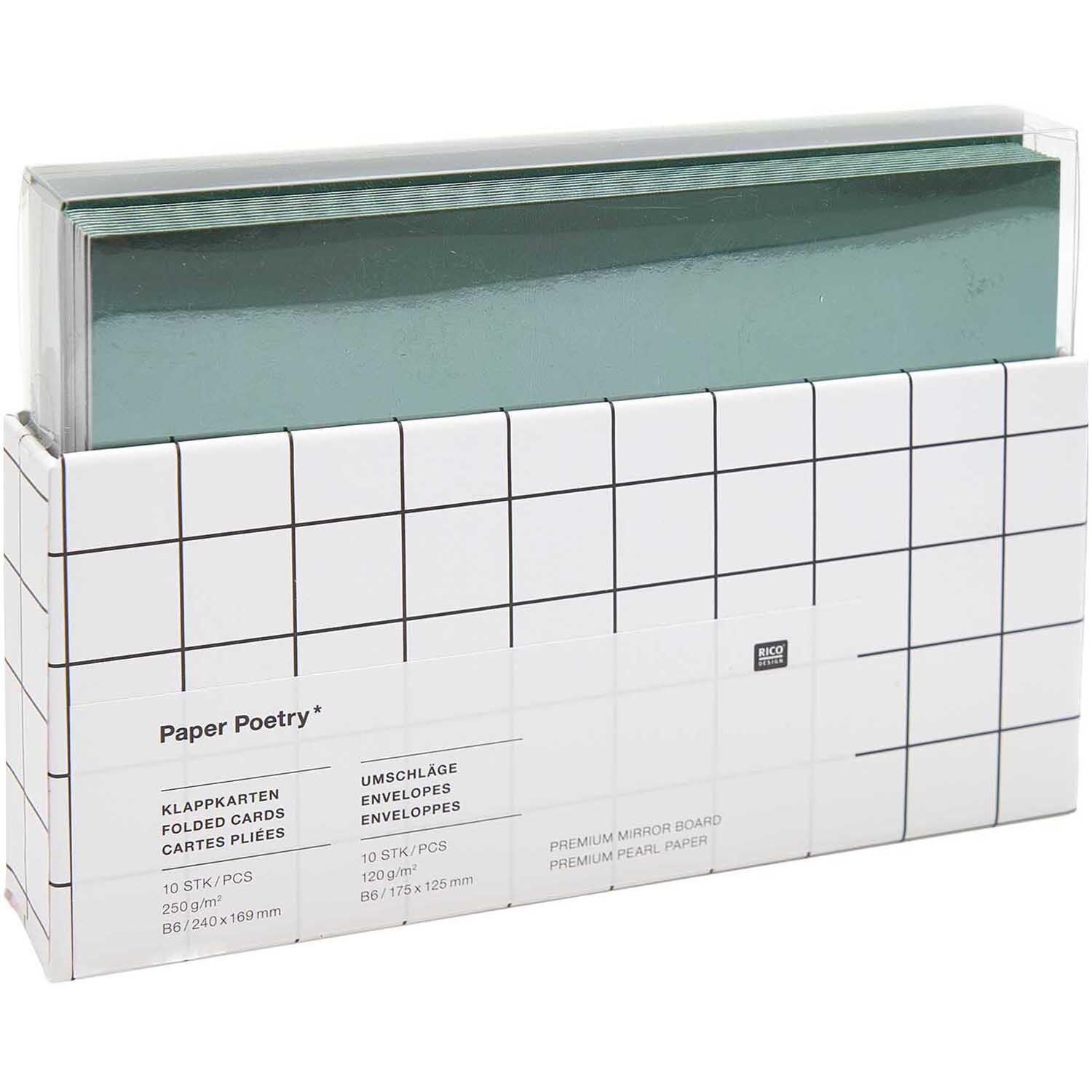 Paper Poetry Kartenset Spiegelkarton grün B6 20-teilig von Rico Design