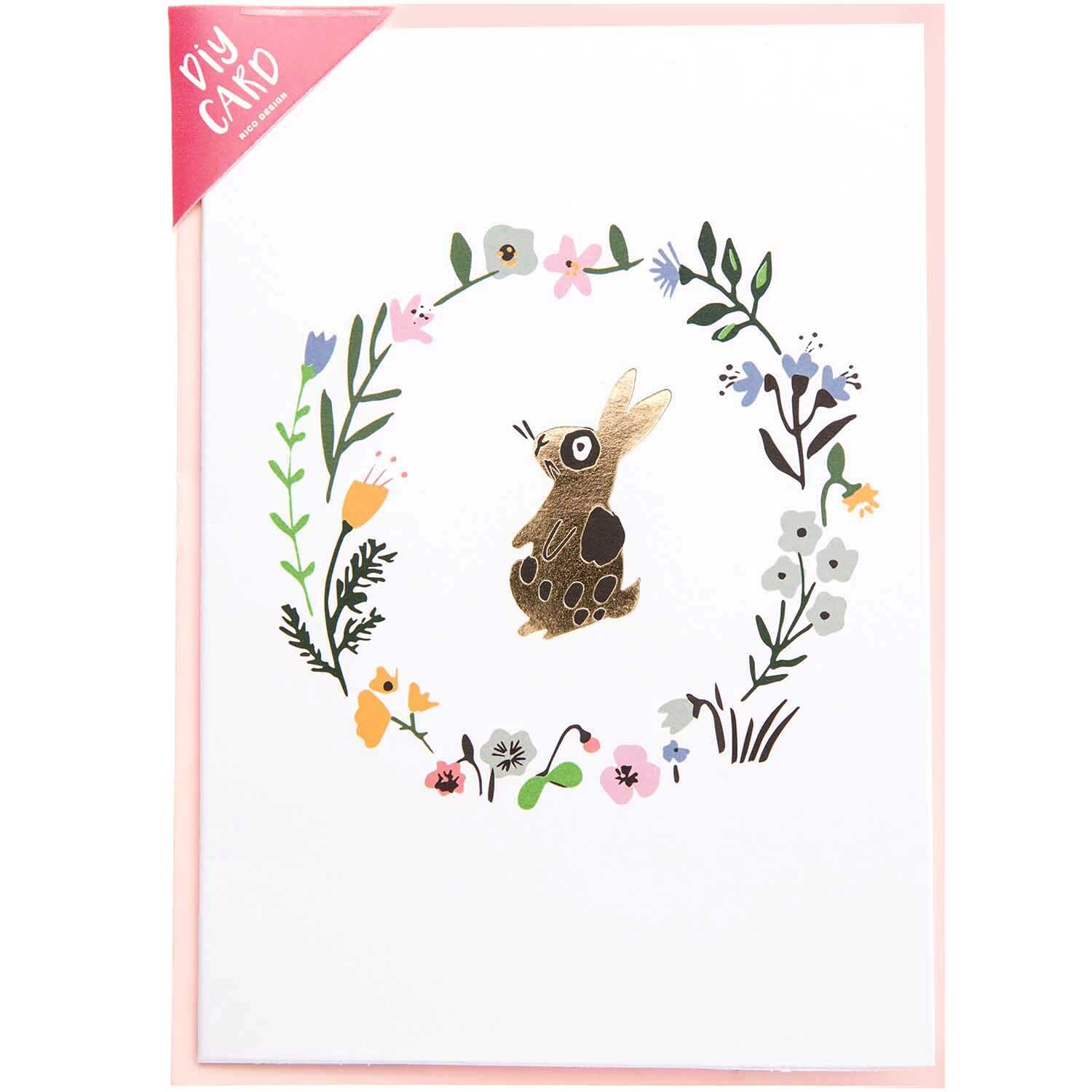 Paper Poetry Grußkartenset Bunny Hop Blumenkranz mit Hase von Rico Design