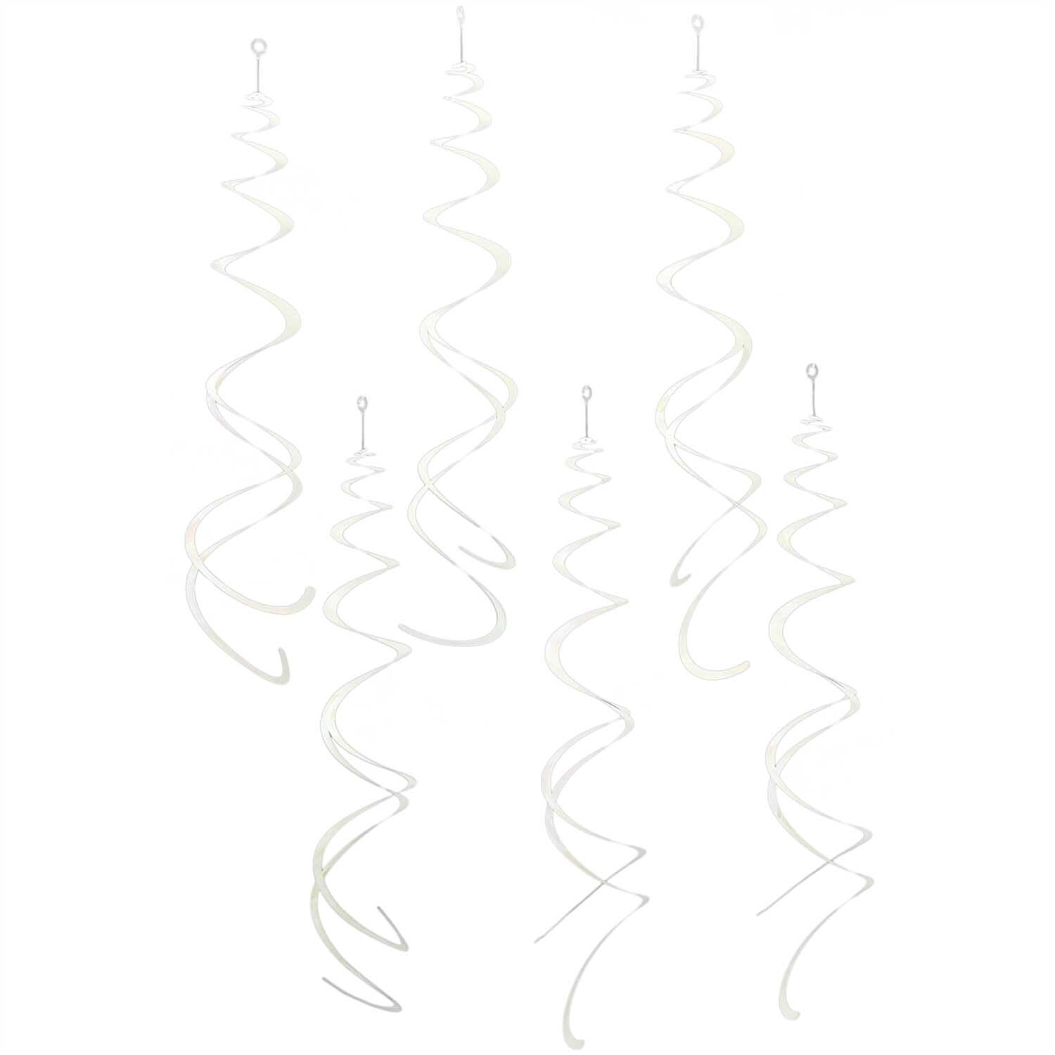 Spiralluftschlangen 60cm 6 Stück Farbe Irisierend-Weiß von Rico Design Spiralluftschlangen 60cm 6 Stück in irisierendem Weiß von Rico Design, elegant hängend und dekorativ.