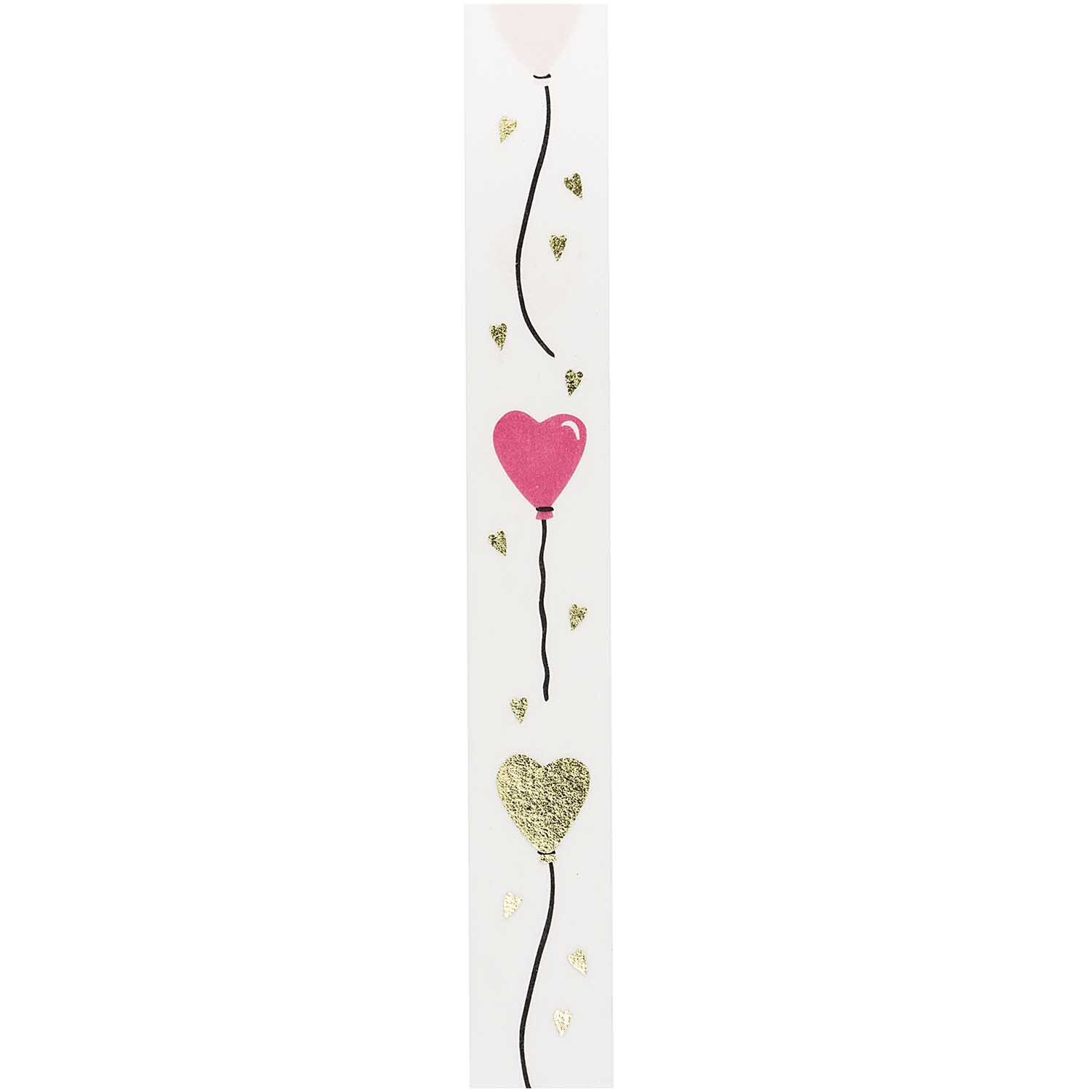 Paper Poetry Tape Herzluftballons puder-gold 1,5cm 10m von Rico Design Paper Poetry Tape mit Herzluftballons in Puder und Gold von Rico Design, verziert mit zarten, schwebenden Ballons und kleinen Herzen.