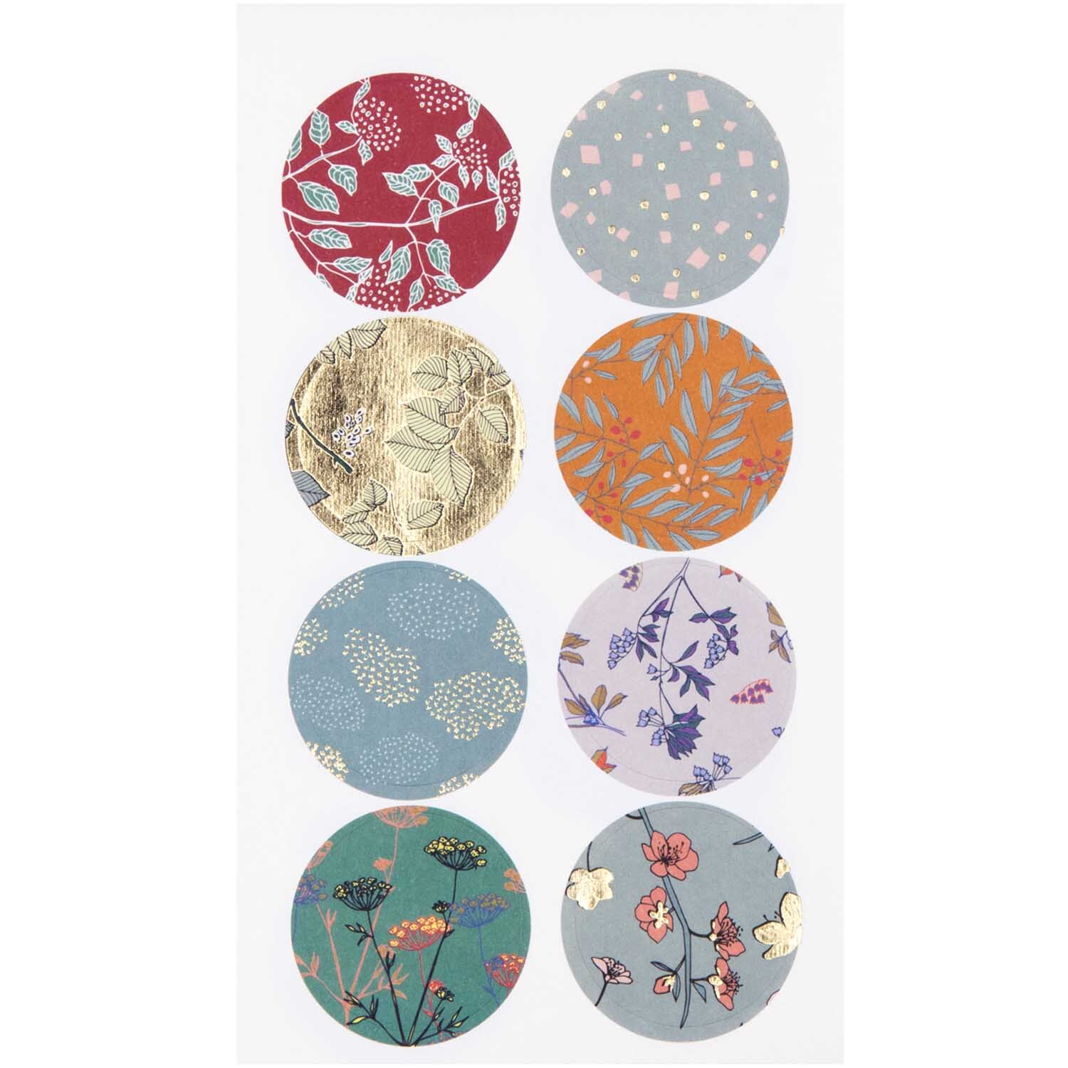 Paper Poetry Sticker Pflanzen klein 4 Blatt von Rico Design Paper Poetry Sticker Pflanzen klein 4 Blatt zeigt bunte Pflanzenmuster auf runden Stickern von Rico Design.