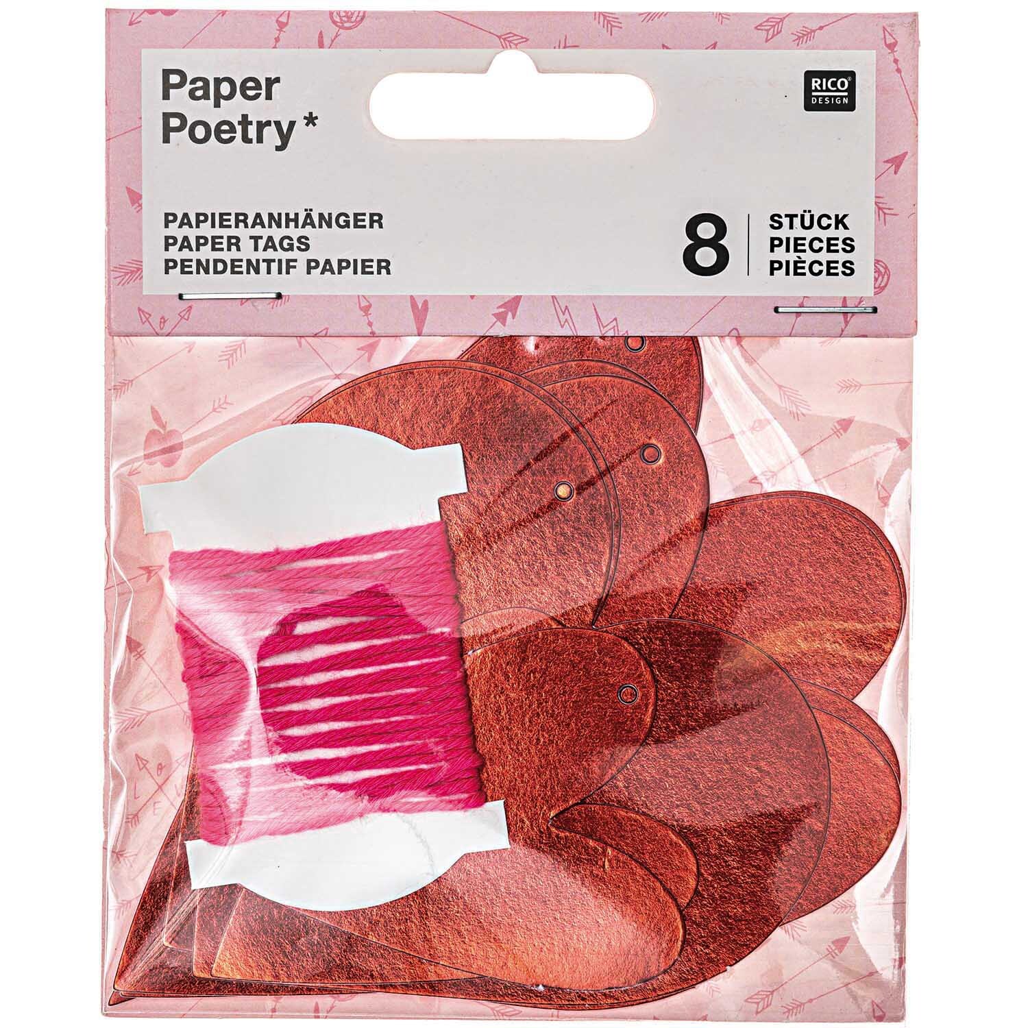 Paper Poetry Papieranhänger It must be love Herzen rot 8 Stück von Rico Design