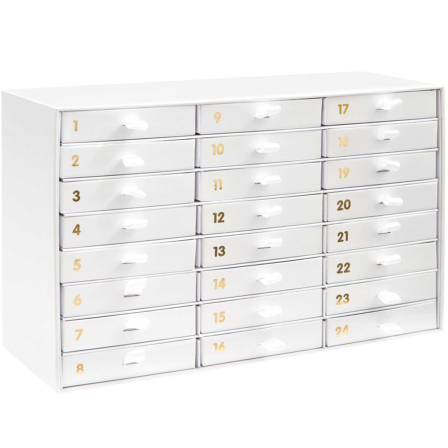 Adventskalender Box weiß-gold 16x26x9,5cm von Rico Design