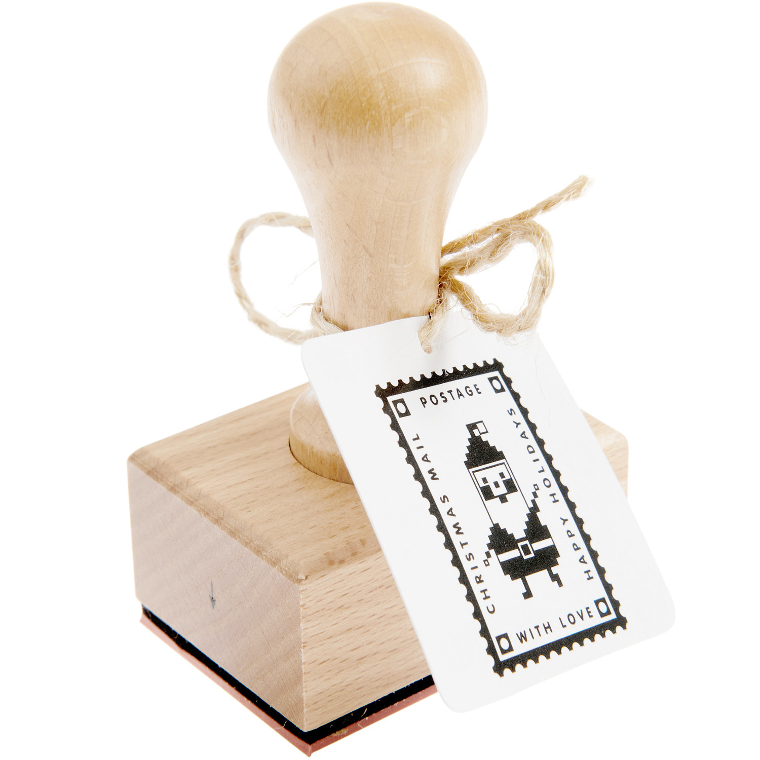 Paper Poetry Stempel Weihnachtspost Santa mit Holzgriff und Etikett, 32x45x70mm, von Rico Design.