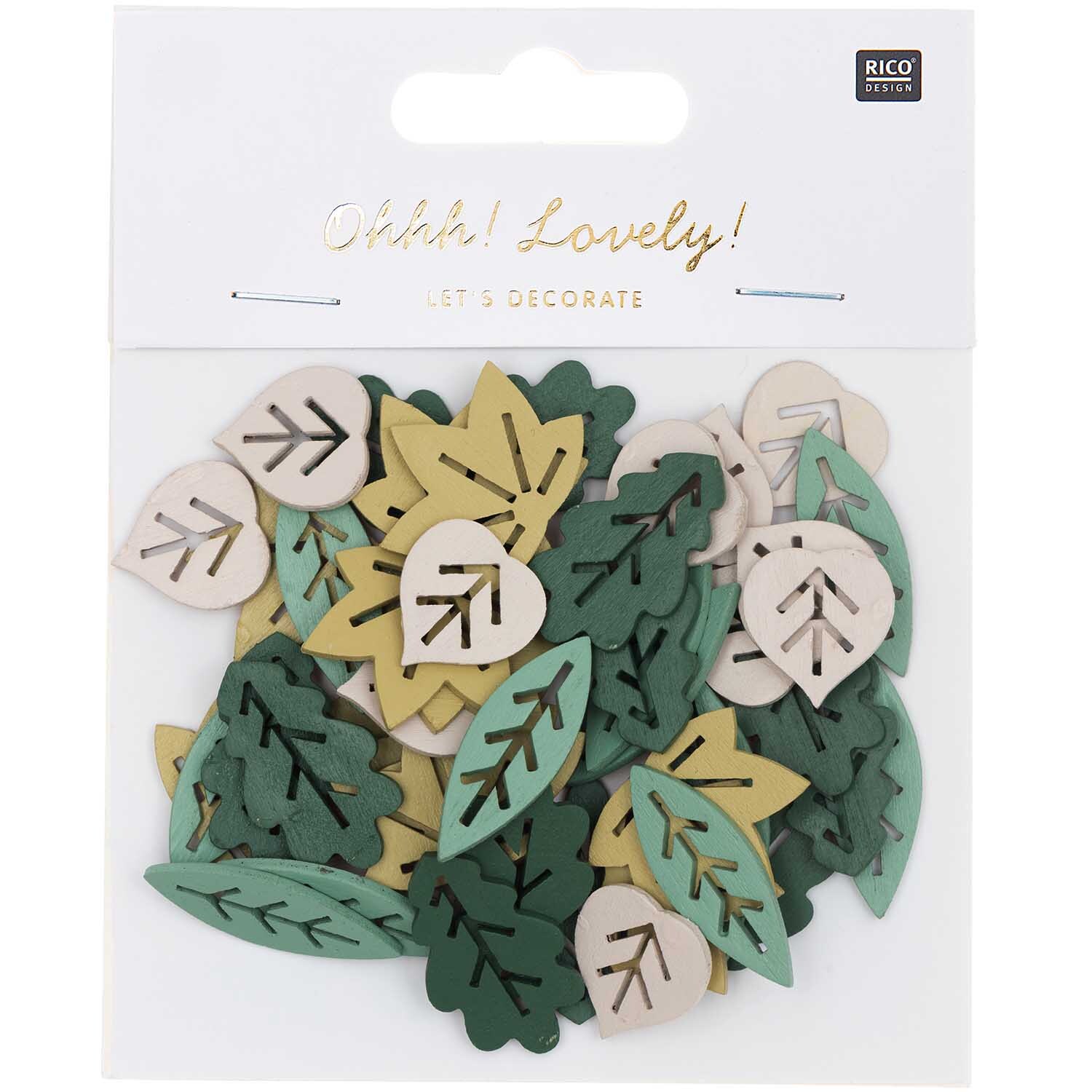 Wood litter leaves mix green 48 pieces from Rico Design
