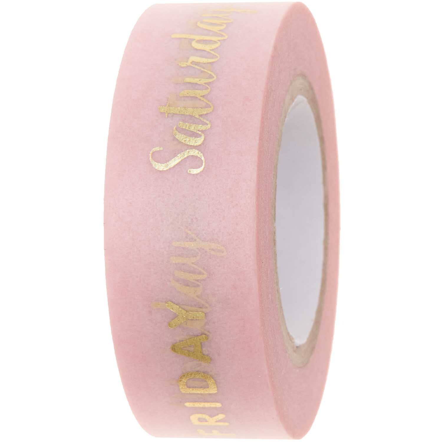 Paper Poetry Tape Wochentage 1,5cm 10m in Rosa mit goldener Schrift der Wochentage, von Rico Design. Ideal für kreative Projekte.