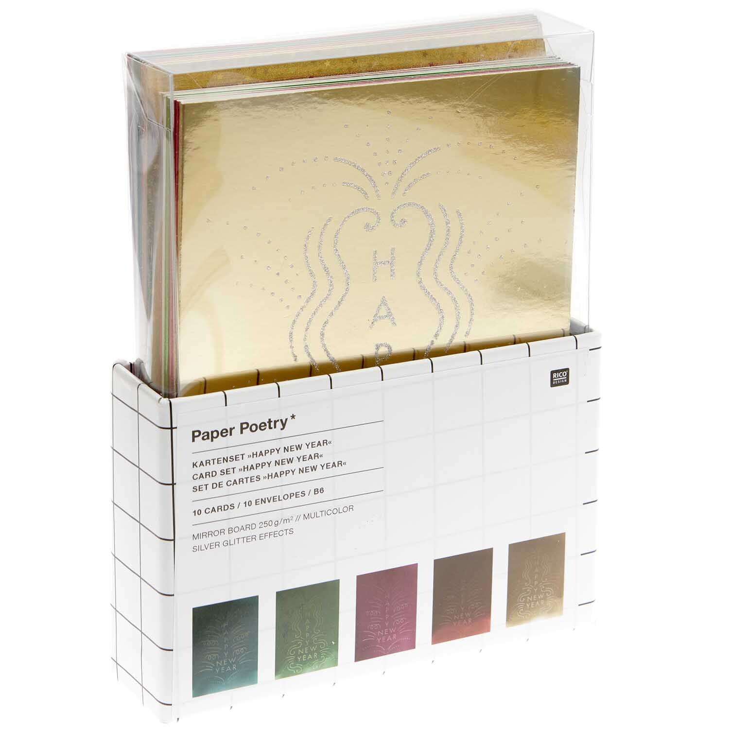 Paper Poetry Kartenset Happy New Year multicolor 20-teilig von Rico Design