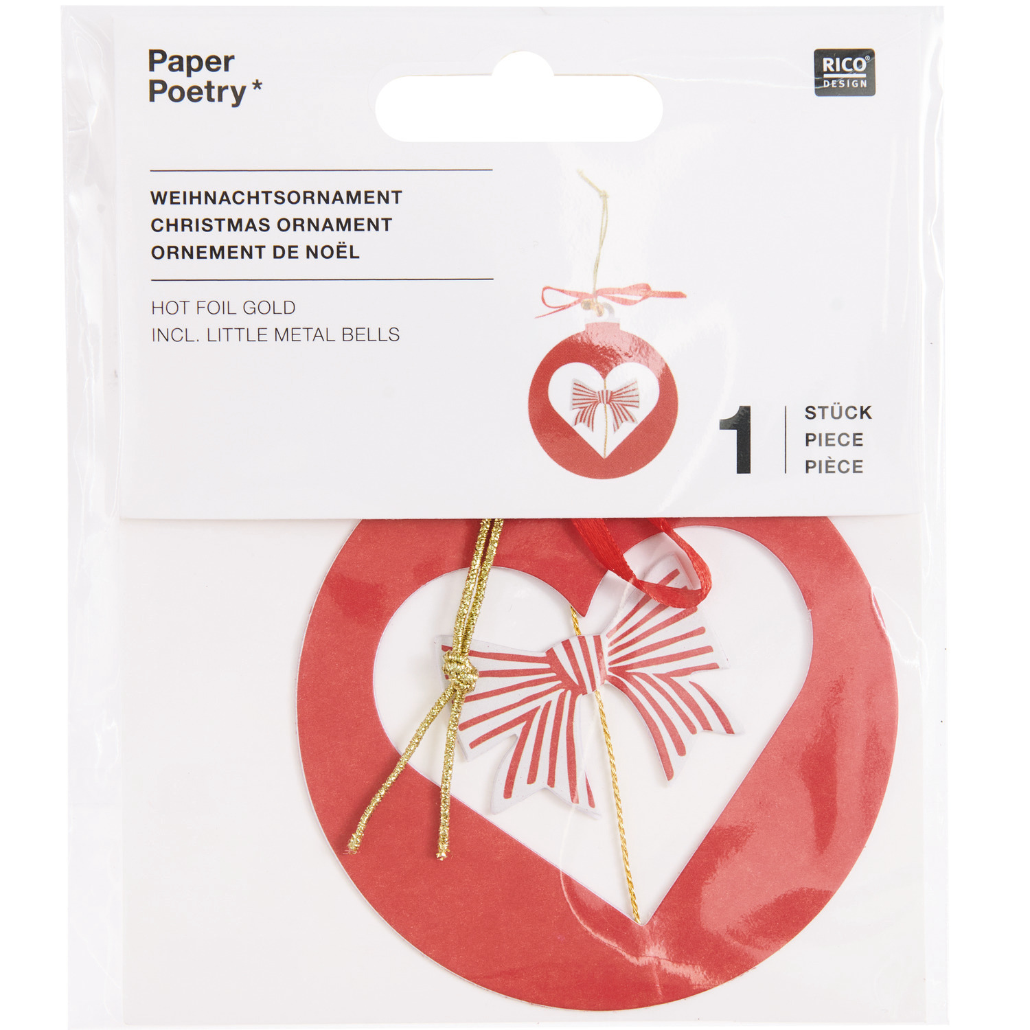 Paper Poetry Papierornament Rot Ø7,5x9cm von Rico Design