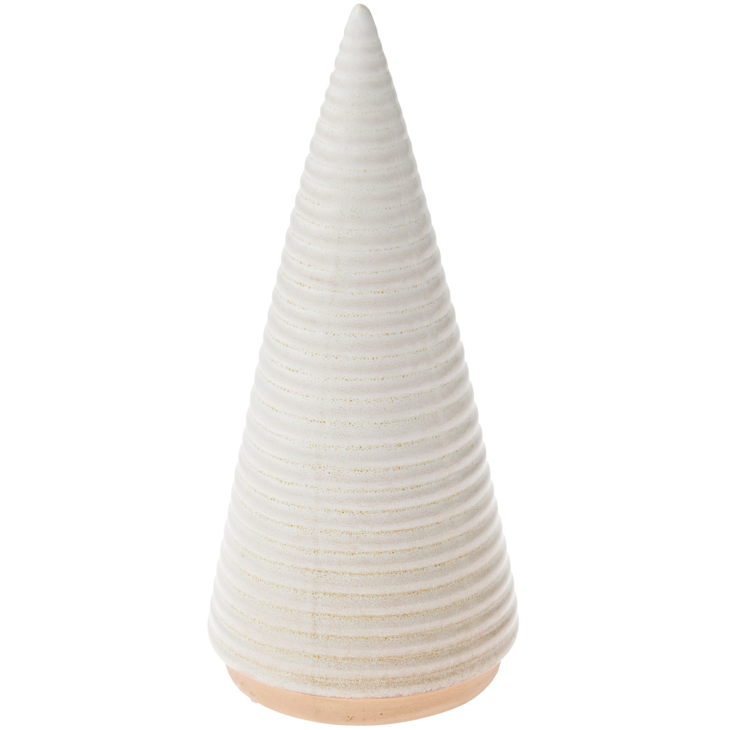 Porzellan Tannenbaum Geriffelt Beige, dekorativer Baum aus Keramik mit feiner Riffelstruktur, ideal für festliche Dekorationen.