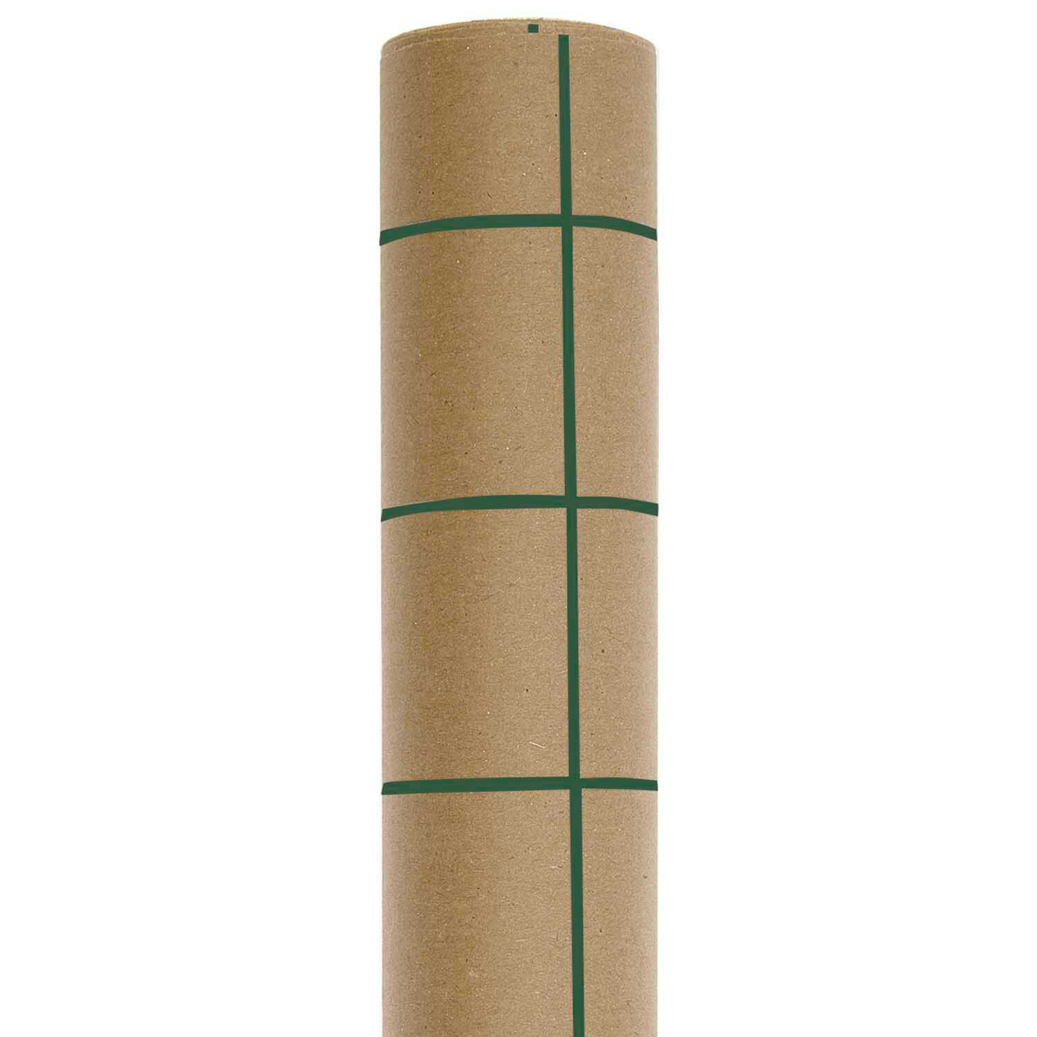 Paper Poetry Geschenkpapier mit grünem Raster auf braunem Kraftpapier, 70cm breit, 2m lang. Ideal für kreative Verpackungen.