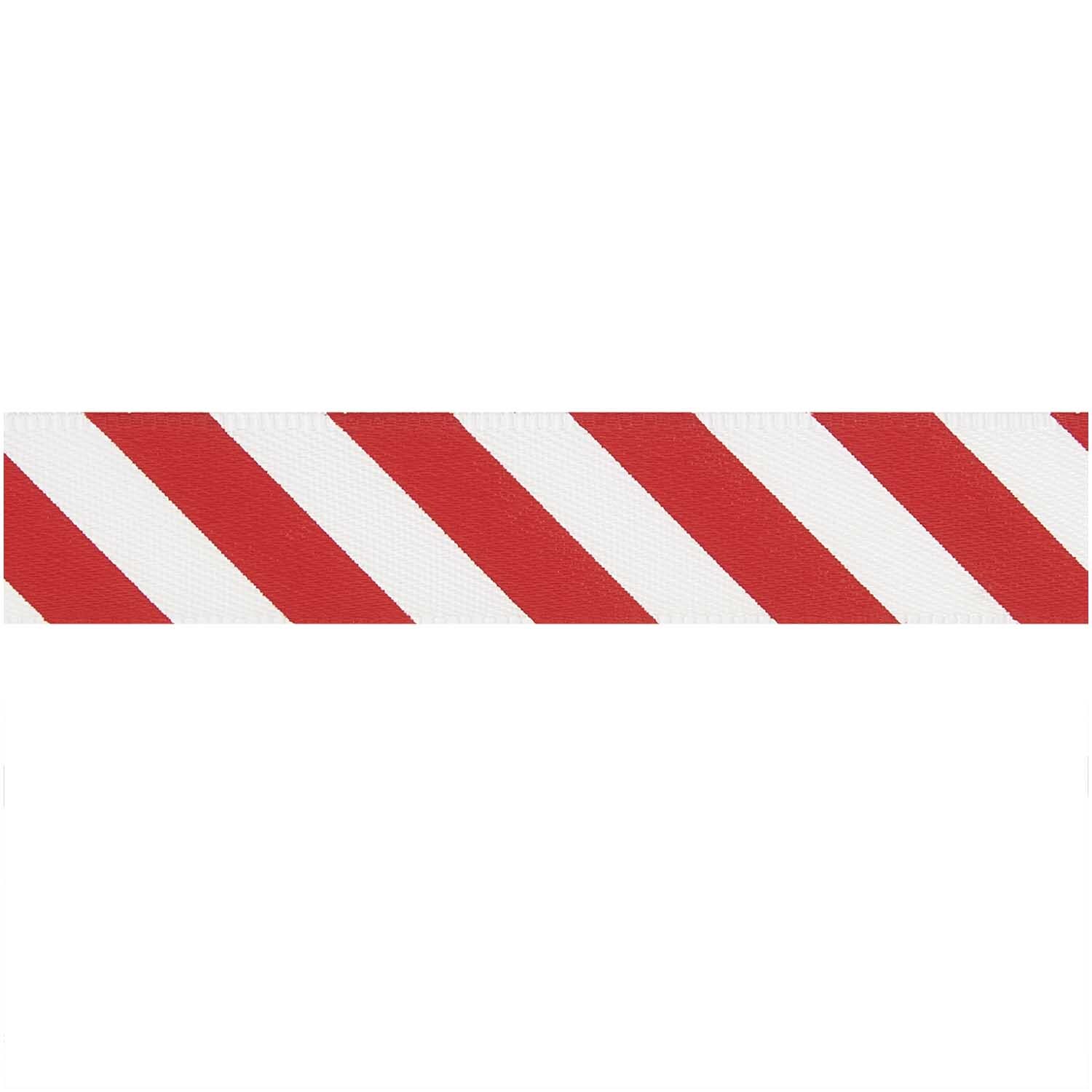 Paper Poetry Satinband mit diagonalen Streifen in Rot-Weiß von Rico Design, ideal für Dekorationen.