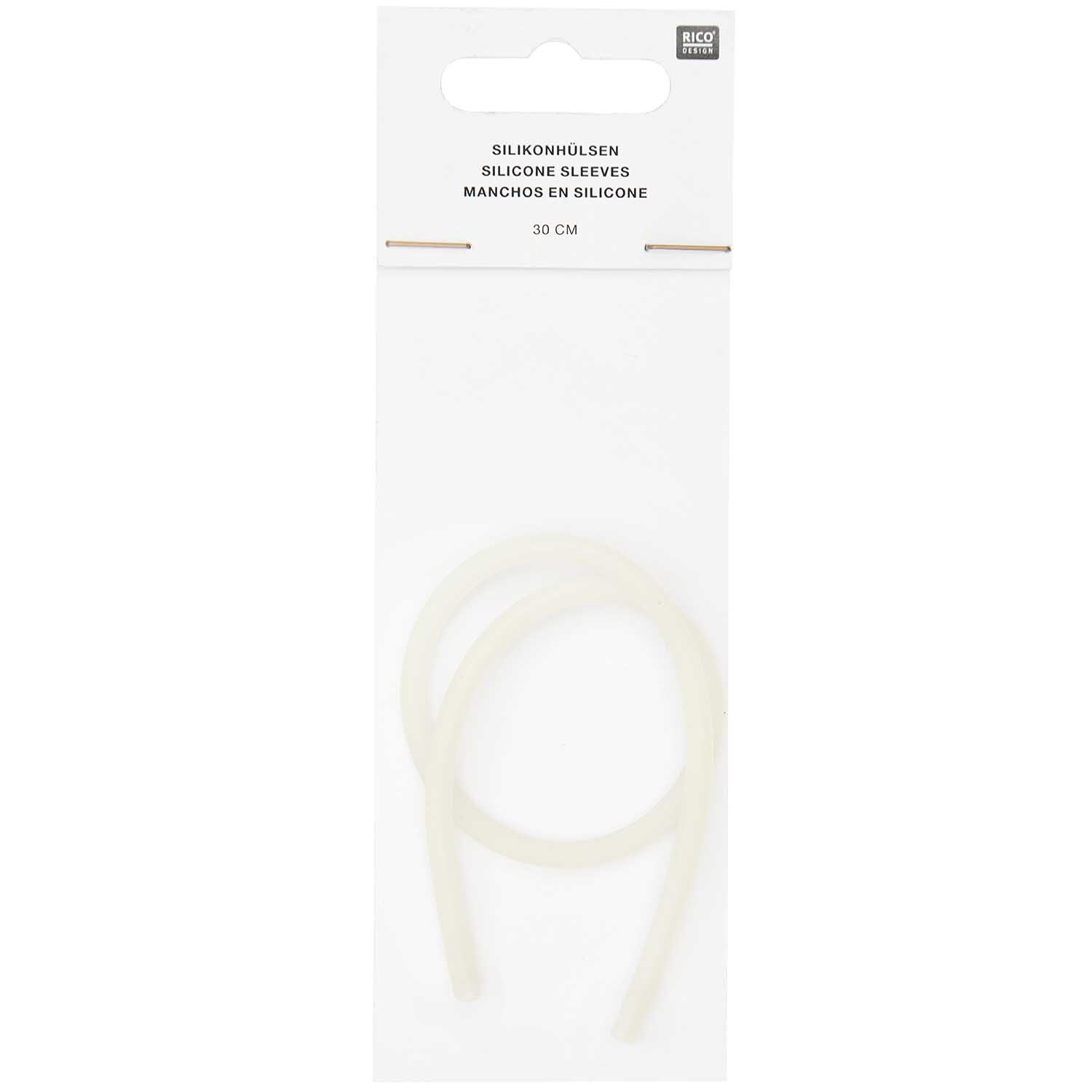 Silikonhülsen zum Einsetzen und Aufstecken von Pickern, 30cm lang, von Rico Design, in transparenter Verpackung.