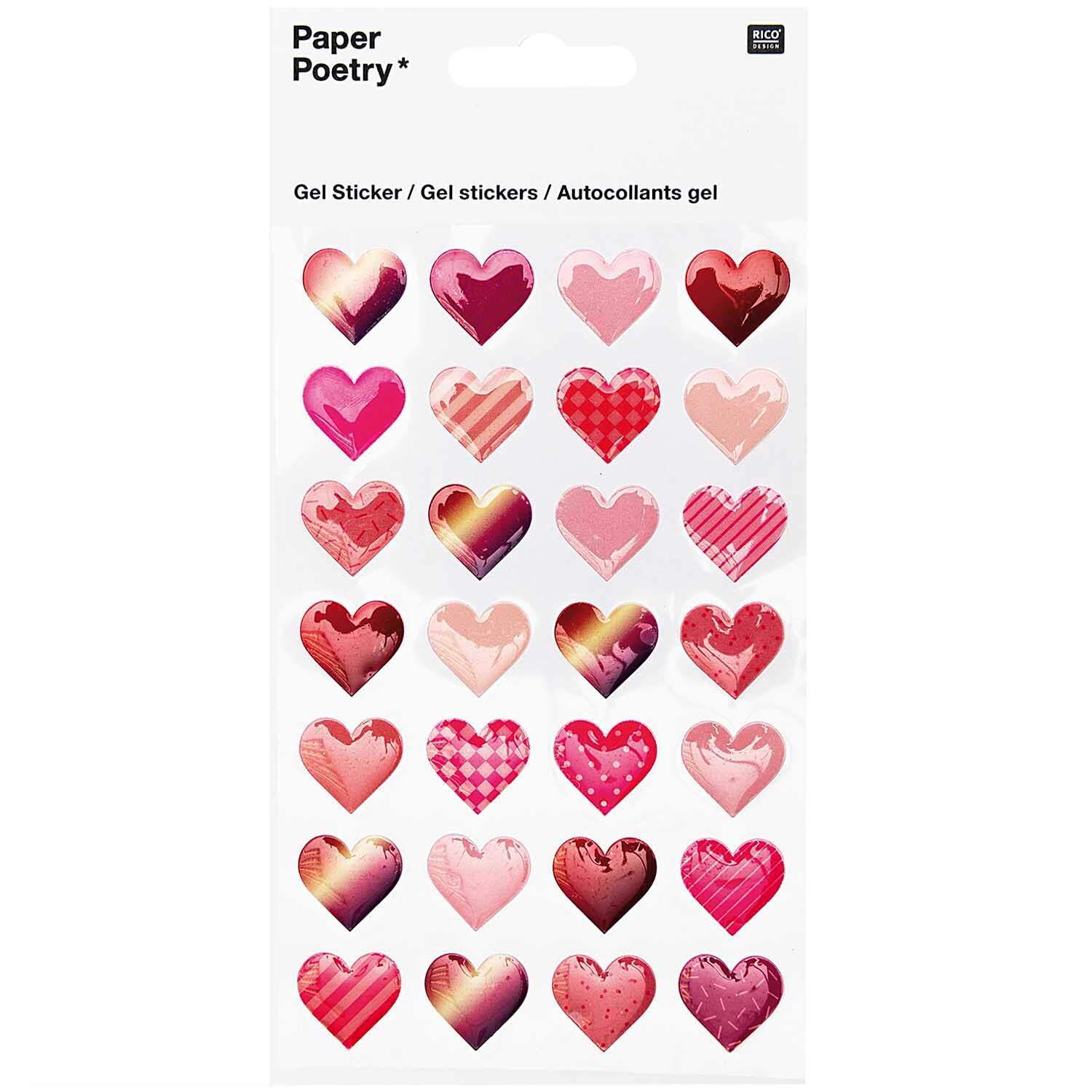 Paper Poetry Gelsticker Herzen gemustert von Rico Design