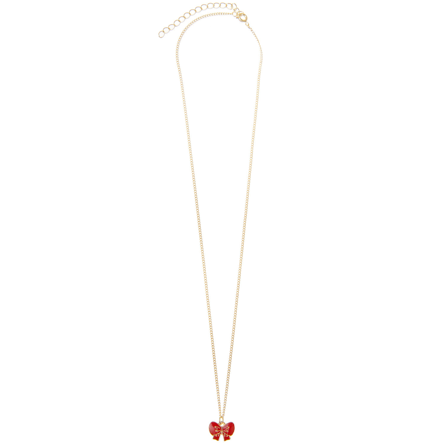 Kette mit Anhänger Schleife von Rico Design, 40cm lang. Der Anhänger ist eine rote Schleife.