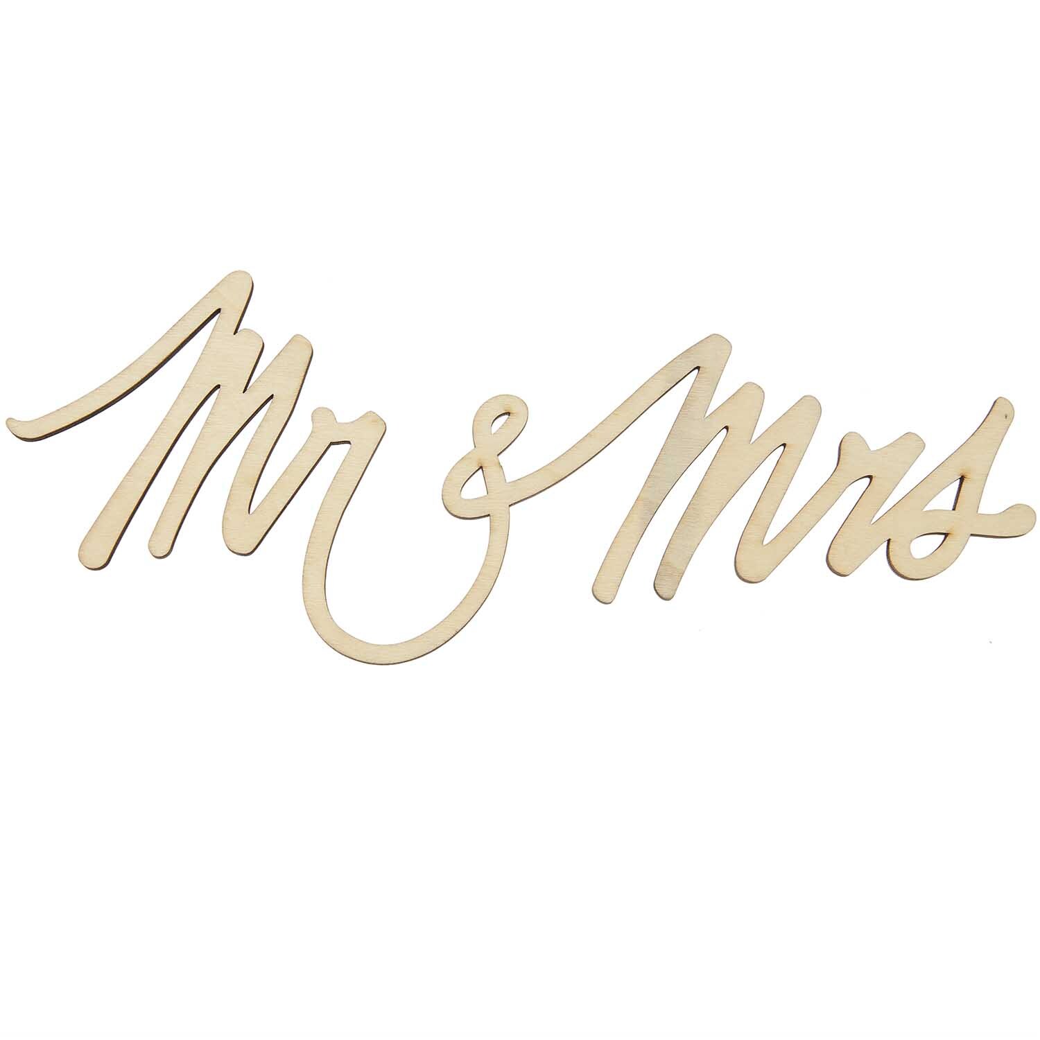 Holzschriftzug magnetisch "Mr & Mrs" in eleganter Schriftart, ideal für Hochzeitsdekorationen.
