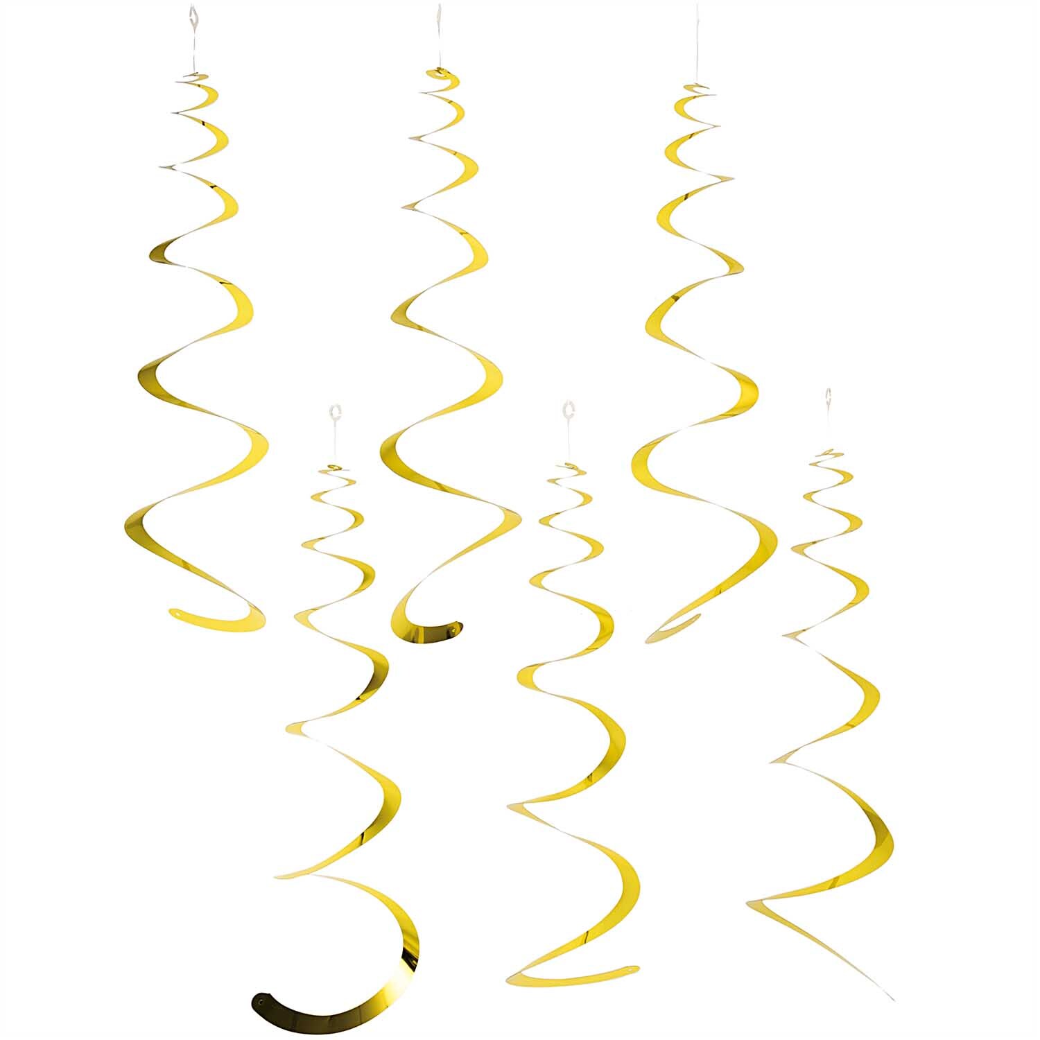 Spiral streamers 50cm 6 pieces colour Gold from Rico Design Spiralluftschlangen 50cm 6 Stück: Goldene Spiralen von Rico Design, elegant hängend, ideal für festliche Dekorationen.