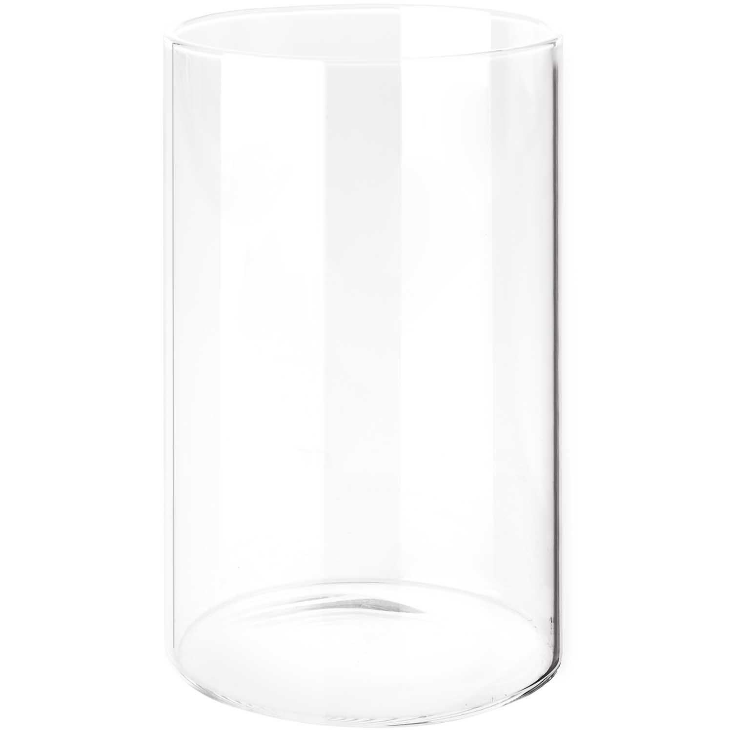 Glasvase für Vasencover von Rico Design, zylindrisch, transparent, 12cm hoch, Ø7,5cm. Ideal für moderne Dekorationen.