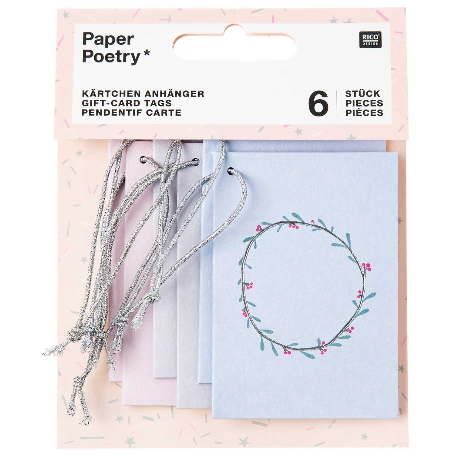 Paper Poetry Kärtchenanhänger Nostalgic Christmas pastell 6 Stück von Rico Design
