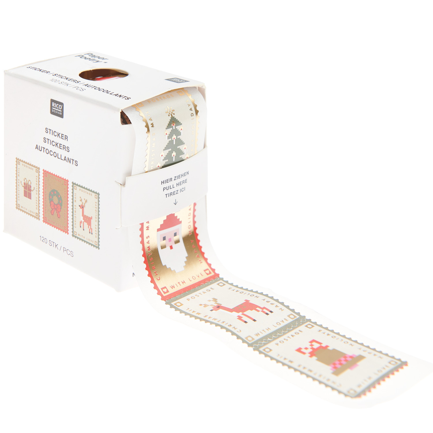 Paper Poetry Mini-Sticker Weihnachtspost 120 Stück ca. Ø 2,5cm von Rico Design