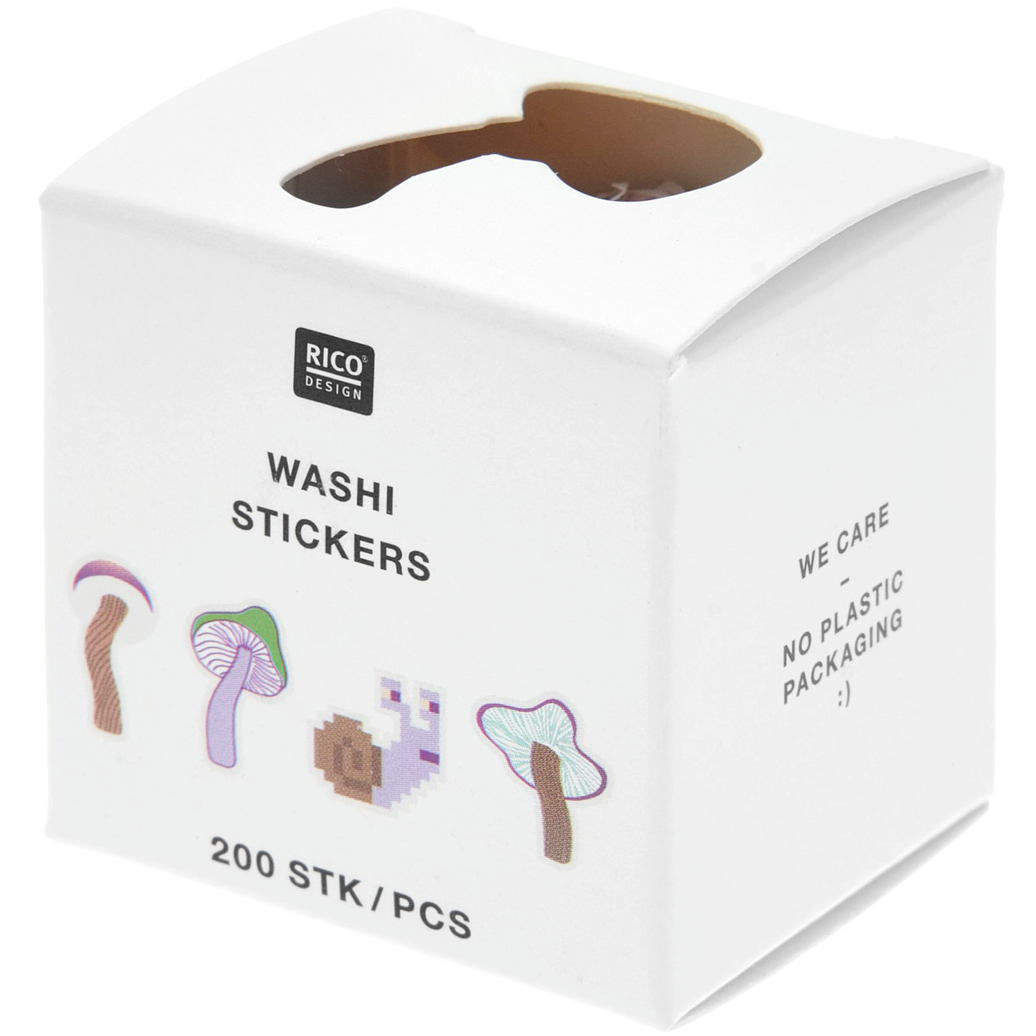 Paper Poetry Washi Sticker Big Shroomies 200 Stück von Rico Design Paper Poetry Washi Sticker Big Shroomies zeigen 200 bunte Pilzsticker von Rico Design auf einem weißen Hintergrund.