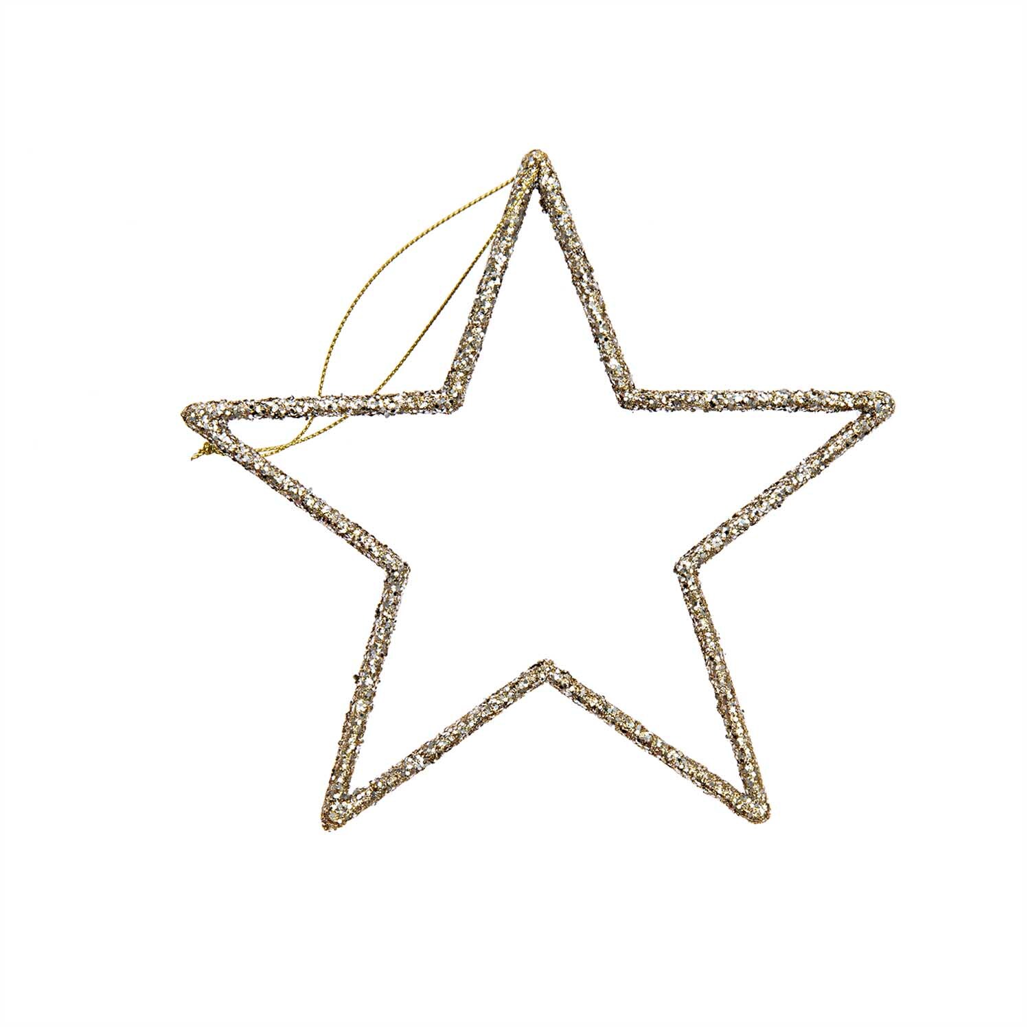 Hänger Stern mit Glitter gold von Rico Design: Ein funkelnder Sternanhänger mit Glitzer.