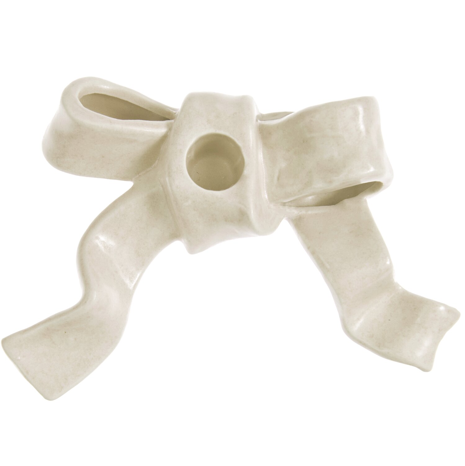 Keramik Kerzenhalter Schleife 4,5x18x12cm Farbe Creme von Rico Design