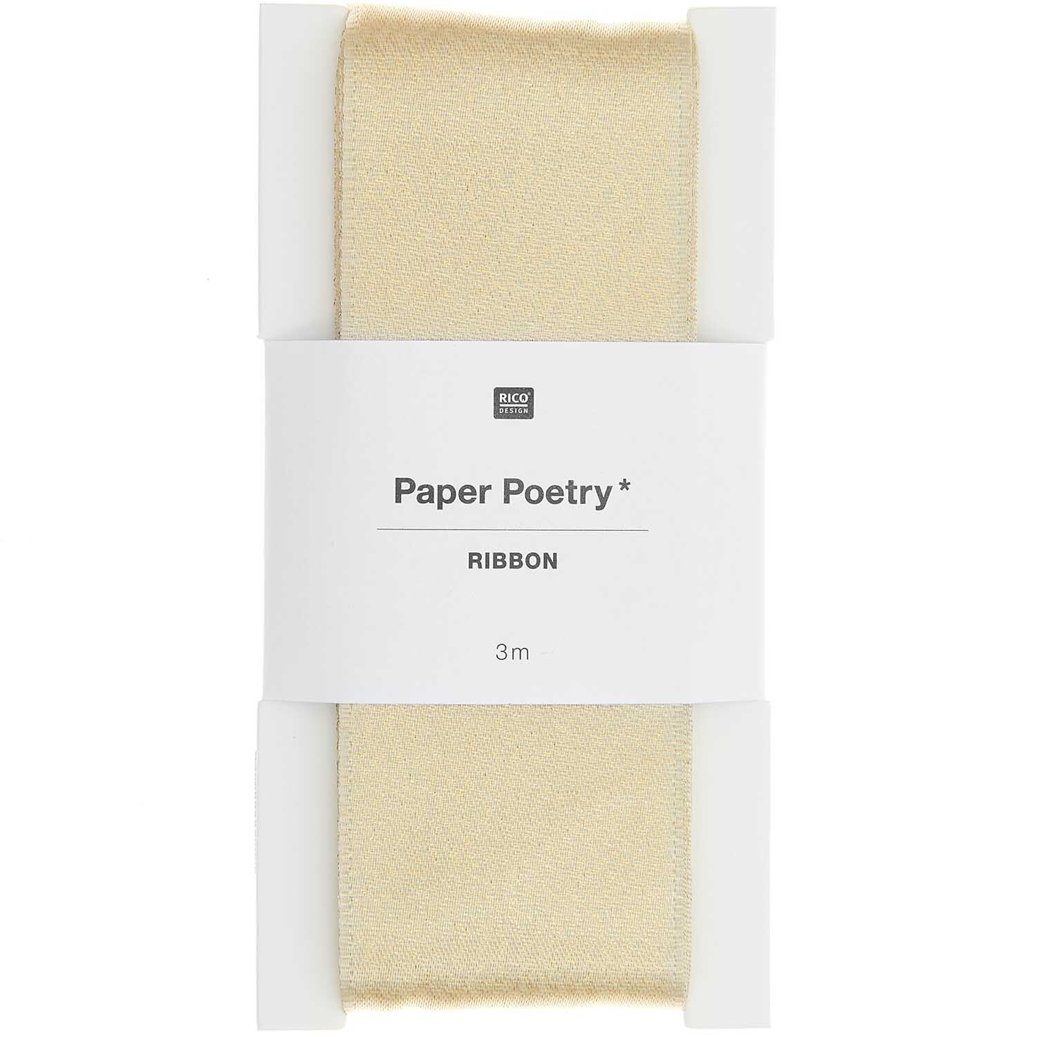 Paper Poetry Satinband Lurex 38mm 3m Farbe Gold von Rico Design Paper Poetry Satinband Lurex in Gold, 38mm breit, 3m lang, von Rico Design, elegant verpackt.
