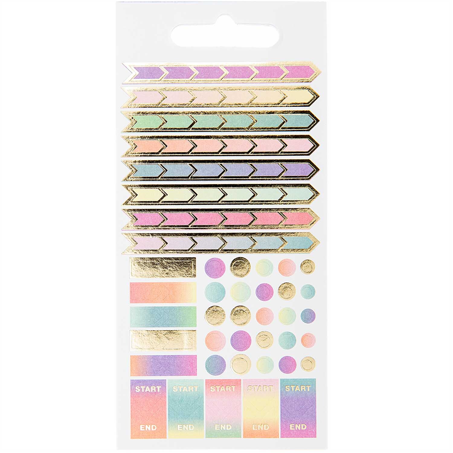 Paper Poetry Stickerbuch mit pastellfarbenen Pfeilen und Punkten, ideal für kreative Projekte.