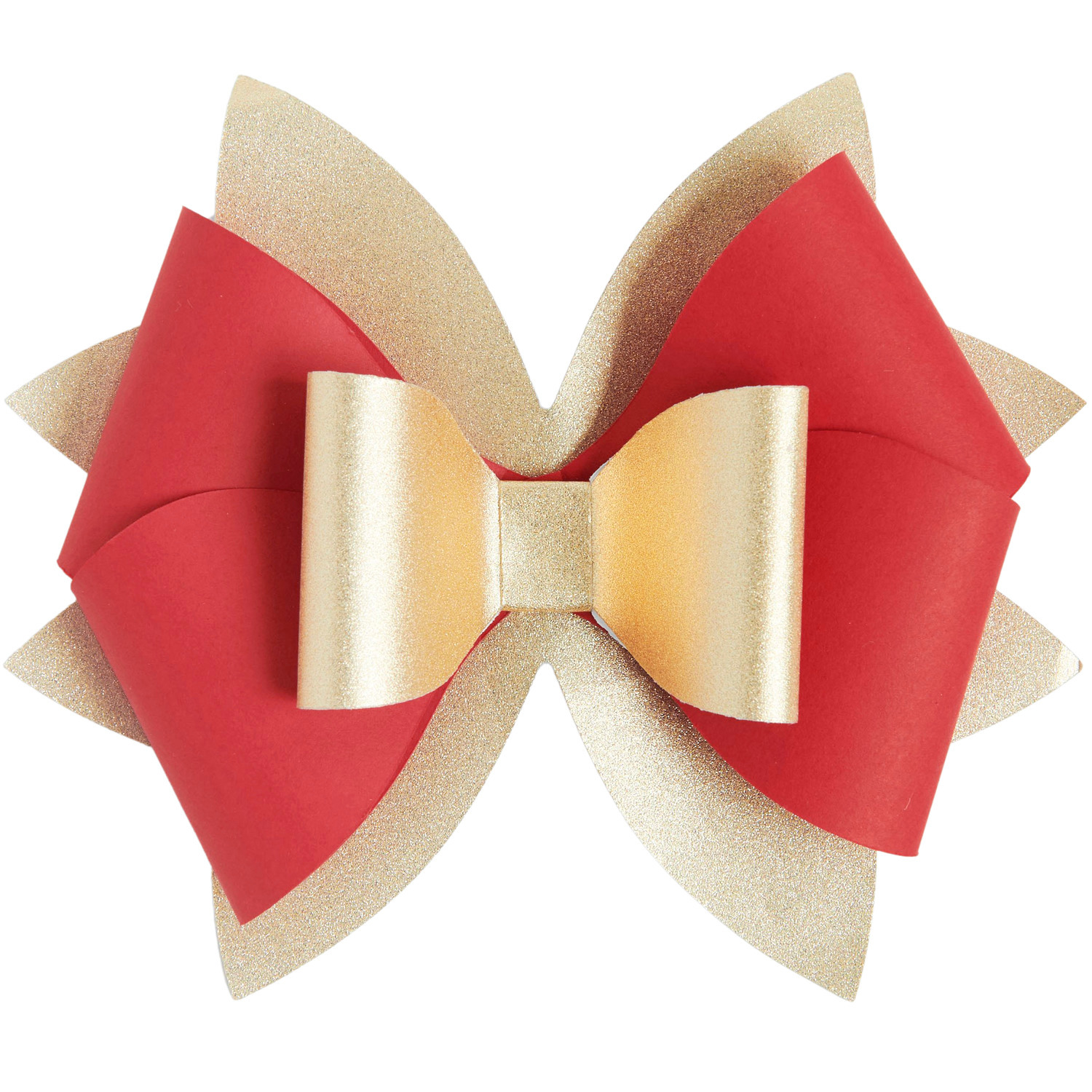 Papierschleife Rot/Gold von Rico Design, dekorative Schleife in Rot und Gold, 11,5x10cm, 4 Stück.