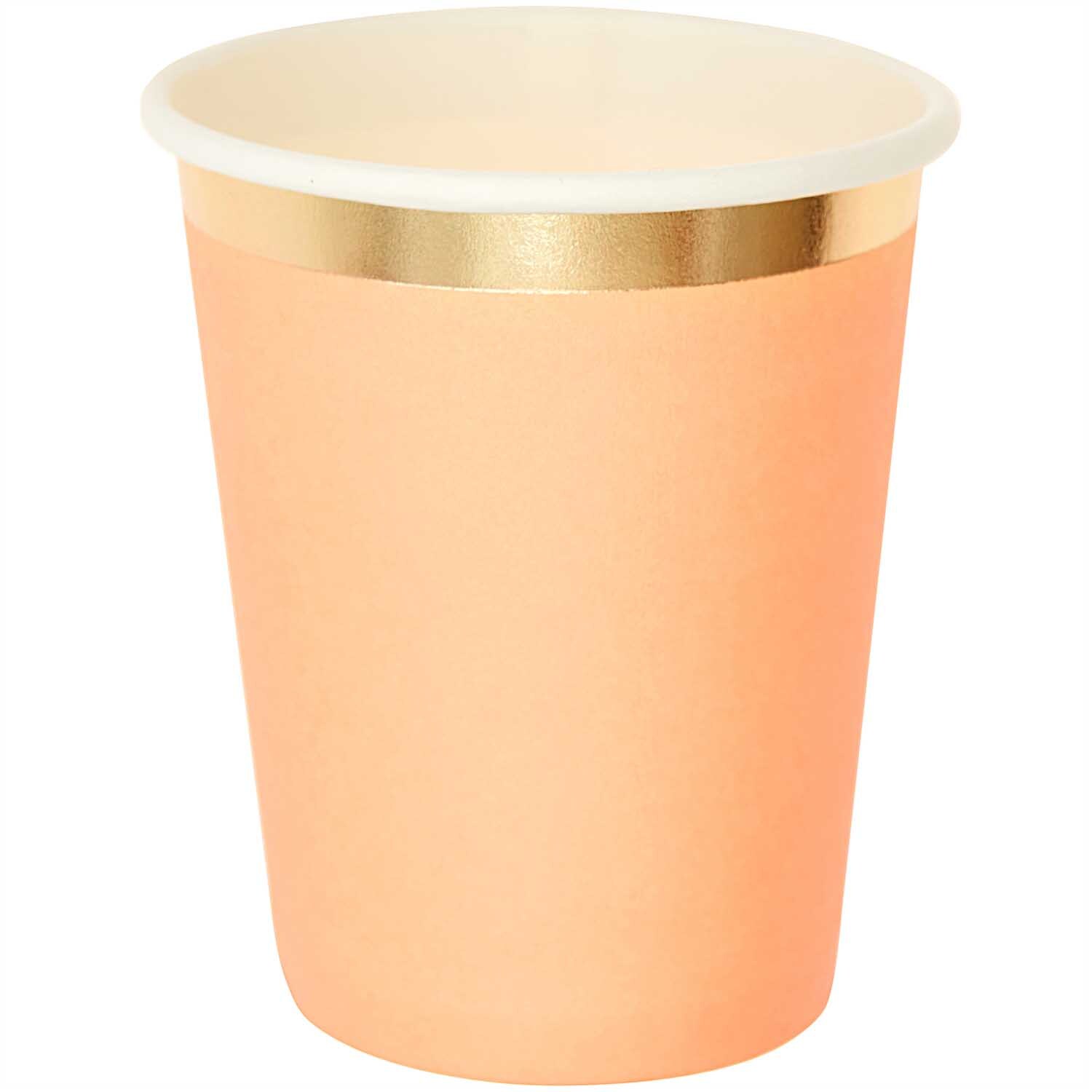 Pappbecher apricot-gold 250ml 10 Stück von Rico Design, mit elegantem goldenen Rand.
