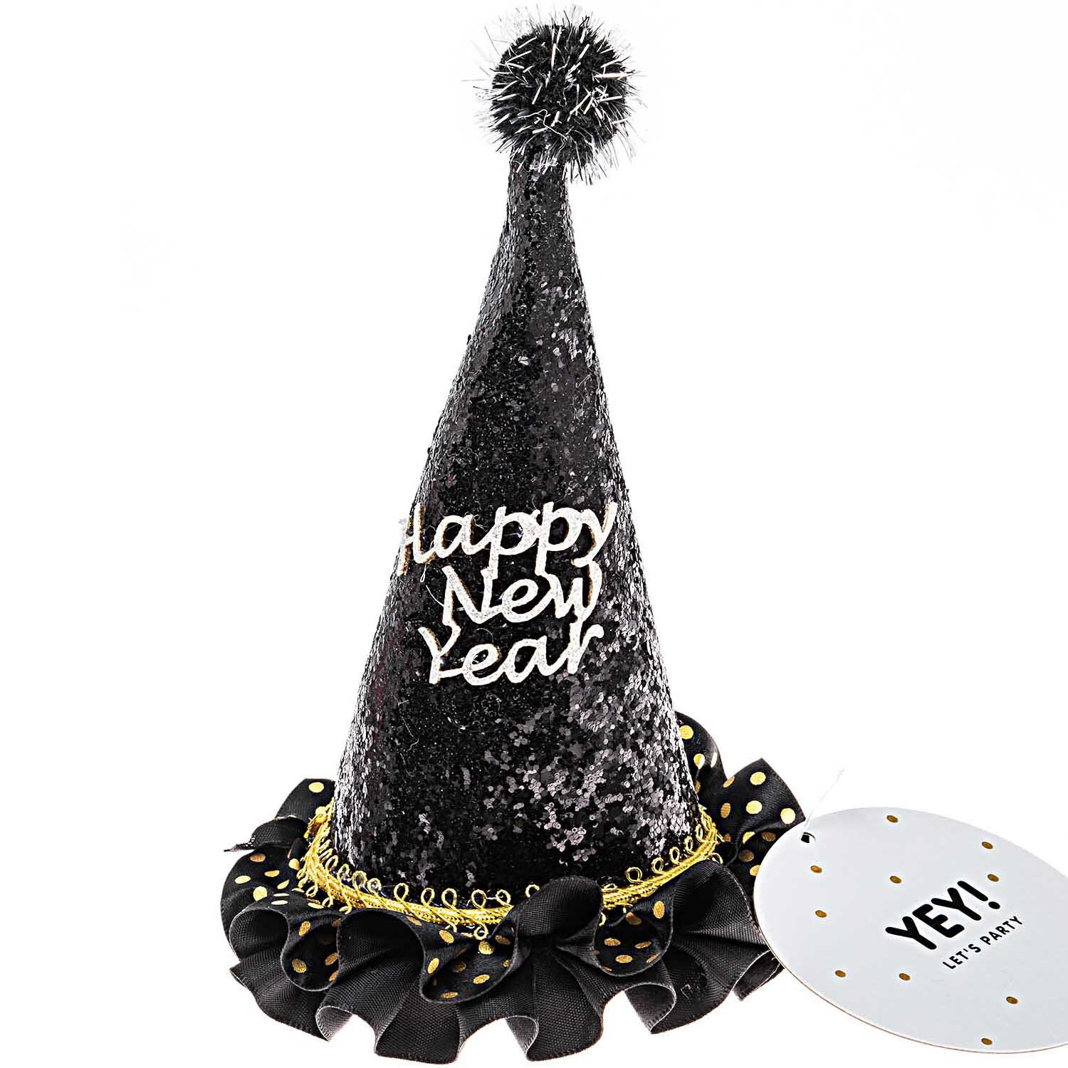 Partyhut Happy New Year Schwarz 11x11x19cm von Rico Design