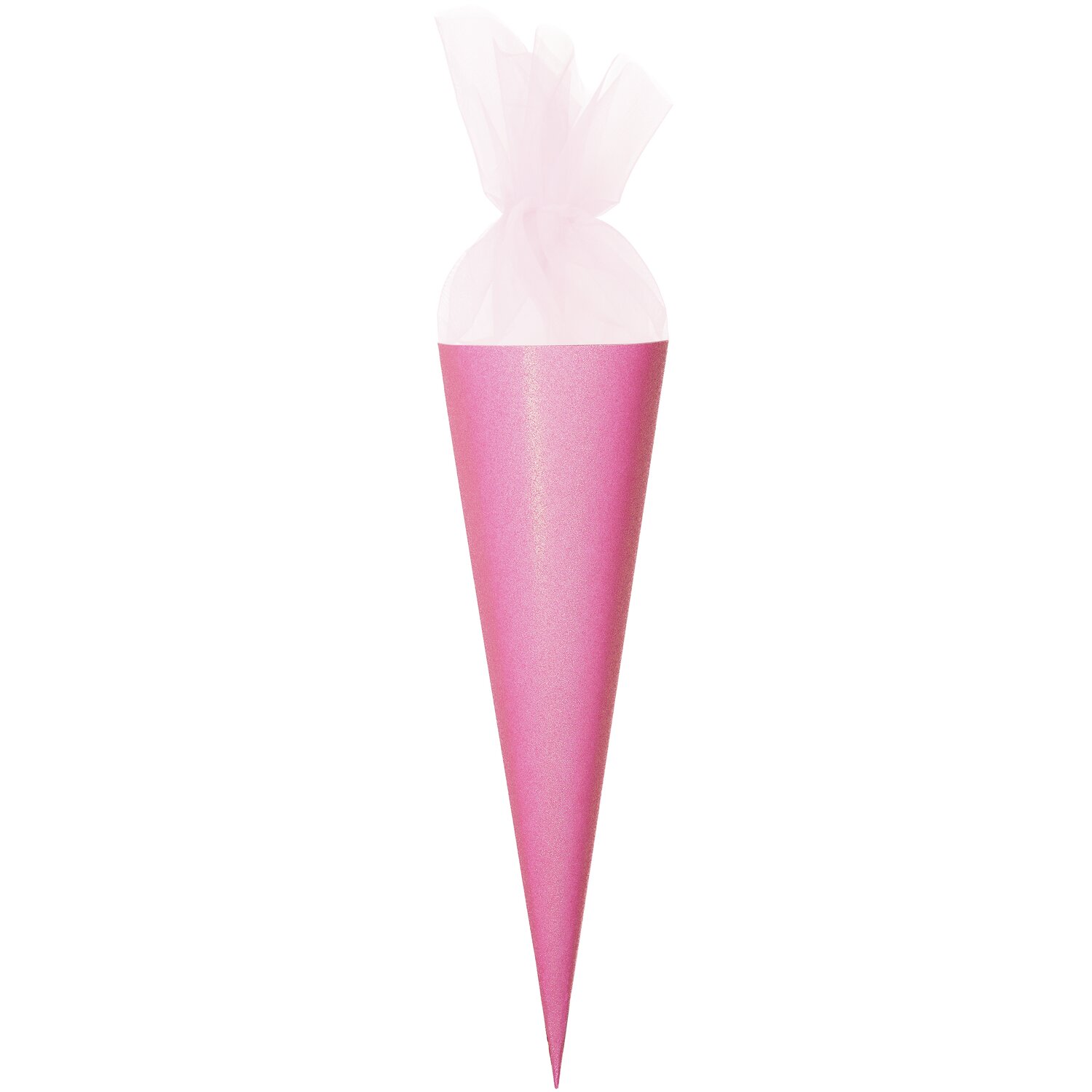 Schultüte Rohling mit Tüllverschluss und Glitter 70cm Farbe Pink von Rico Design Schultüte Rohling mit Tüllverschluss und Glitter, 70cm, in Pink von Rico Design, ideal für Schulanfang.