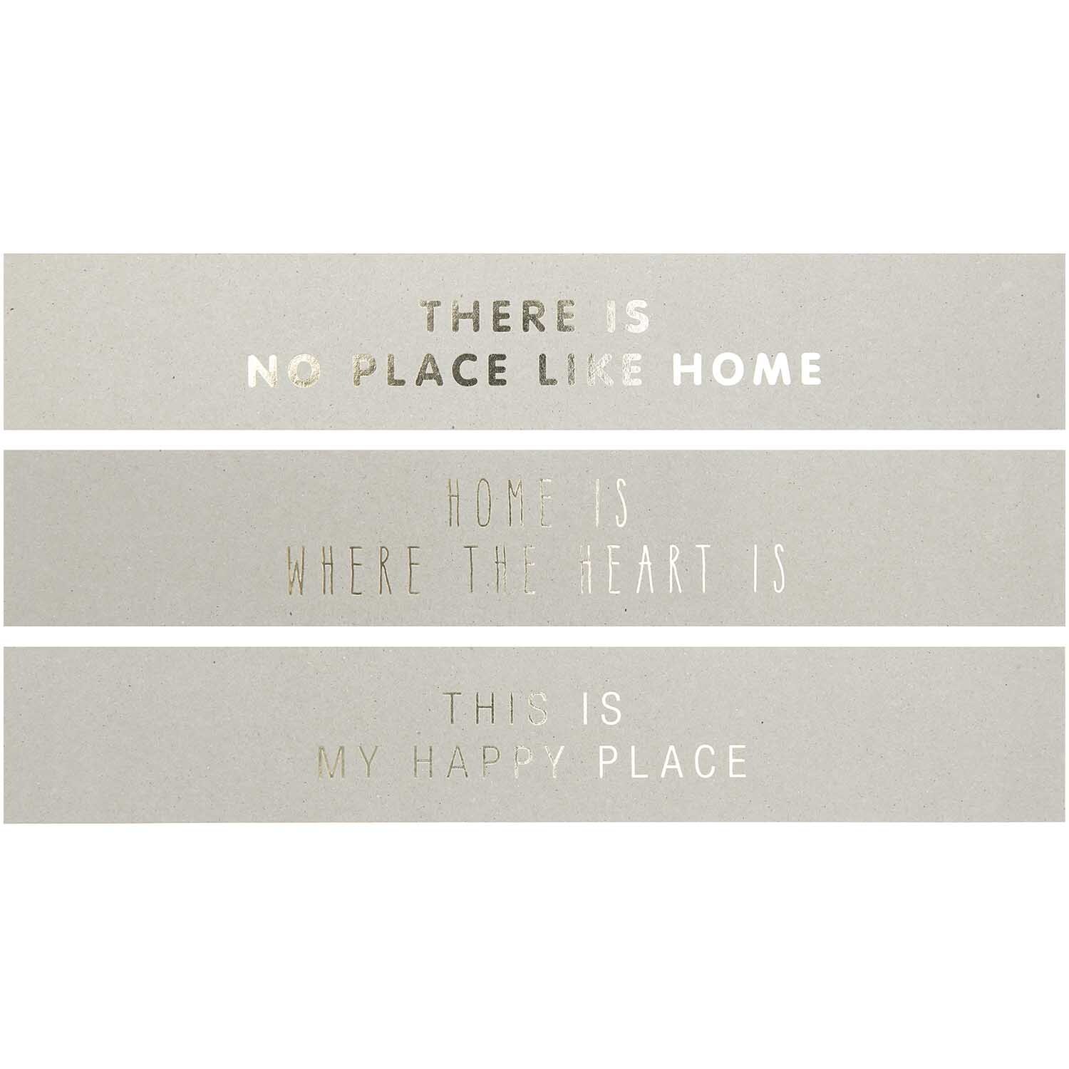 Paper Poetry Papierstreifen mit inspirierenden Zitaten in Gold auf grauem Hintergrund, 7x42cm, 3 Stück.