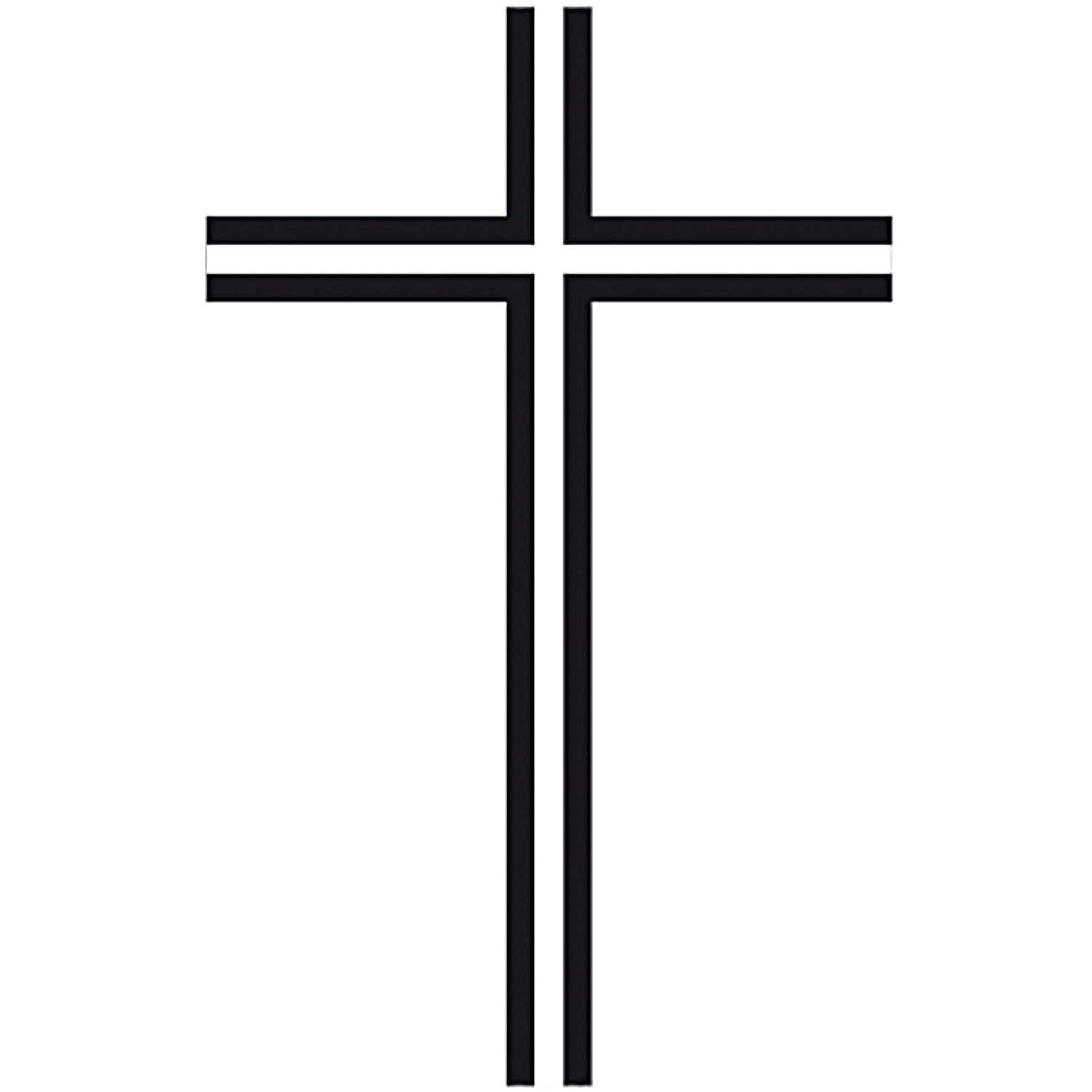 Stempel Kreuz Kontur 4x4cm von Rico Design zeigt ein schlichtes, schwarzes Kreuz auf weißem Hintergrund.