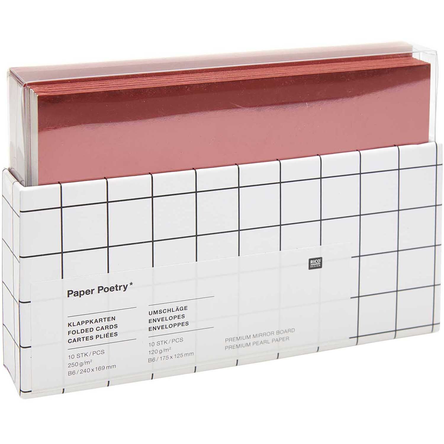 Paper Poetry Kartenset Spiegelkarton rot B6 20-teilig von Rico Design