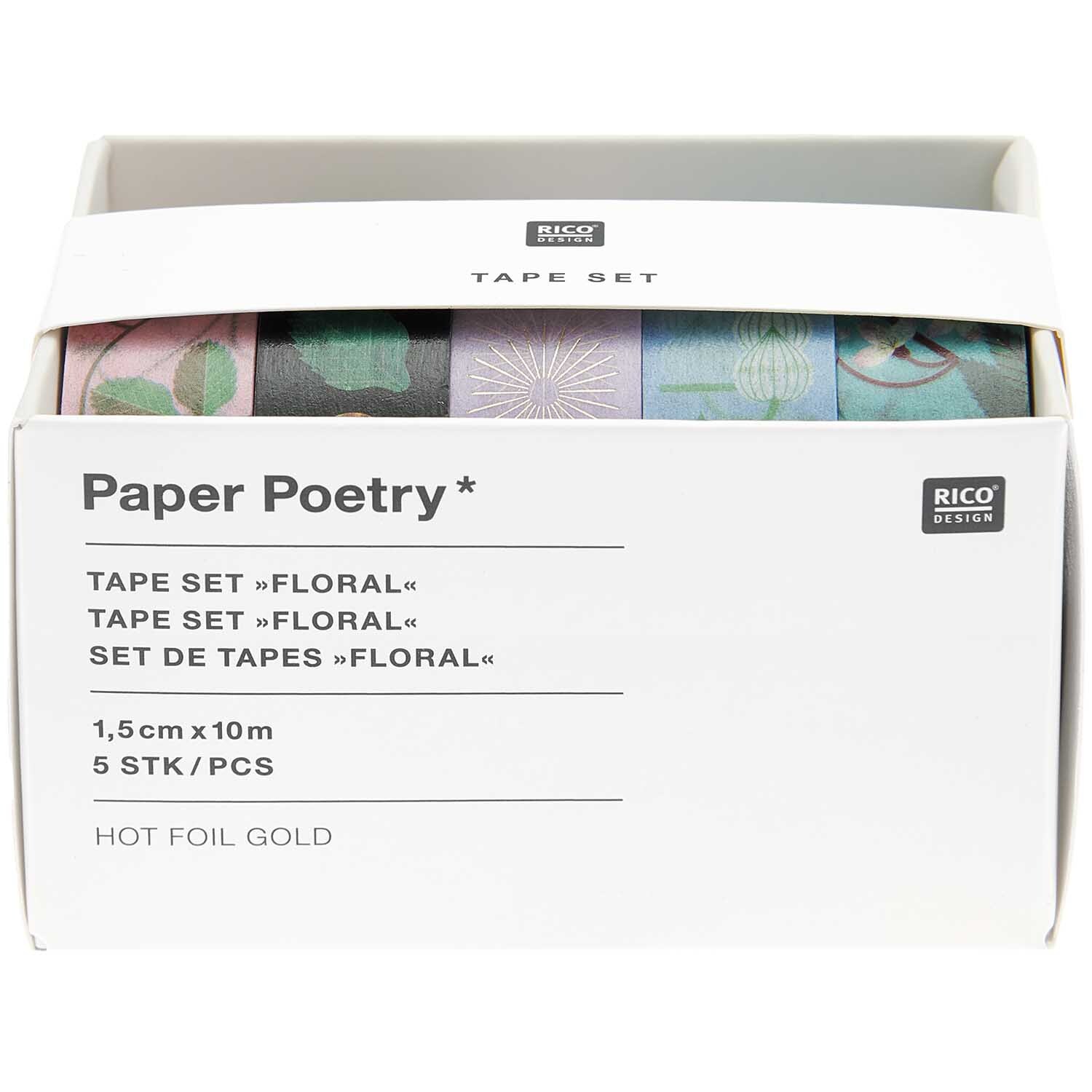Paper Poetry Tape Set Floral 15mm 10m 5-teilig von Rico Design