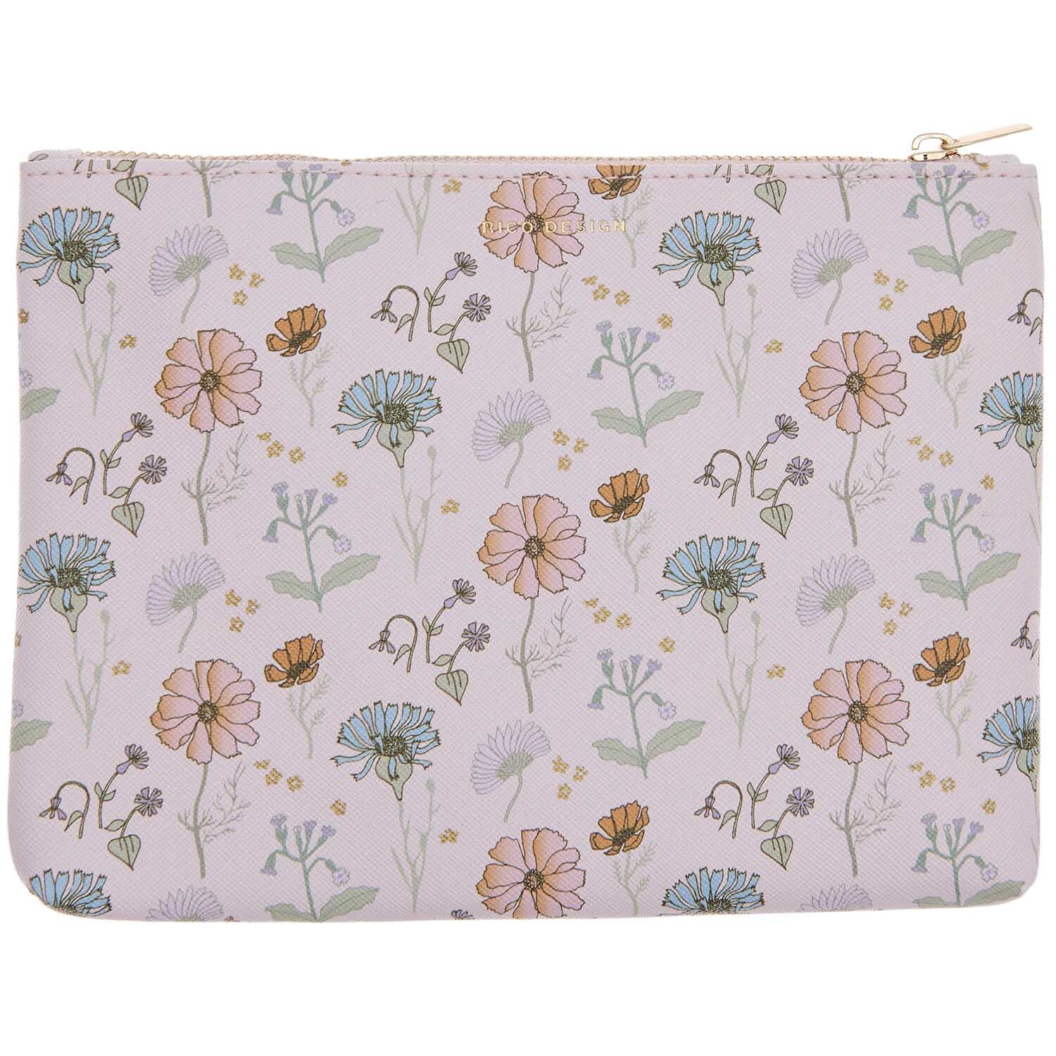 Paper Poetry Etui Blumen Rosa mit floralem Muster, 20x15cm, von Rico Design. Ideal für Schreibwaren.