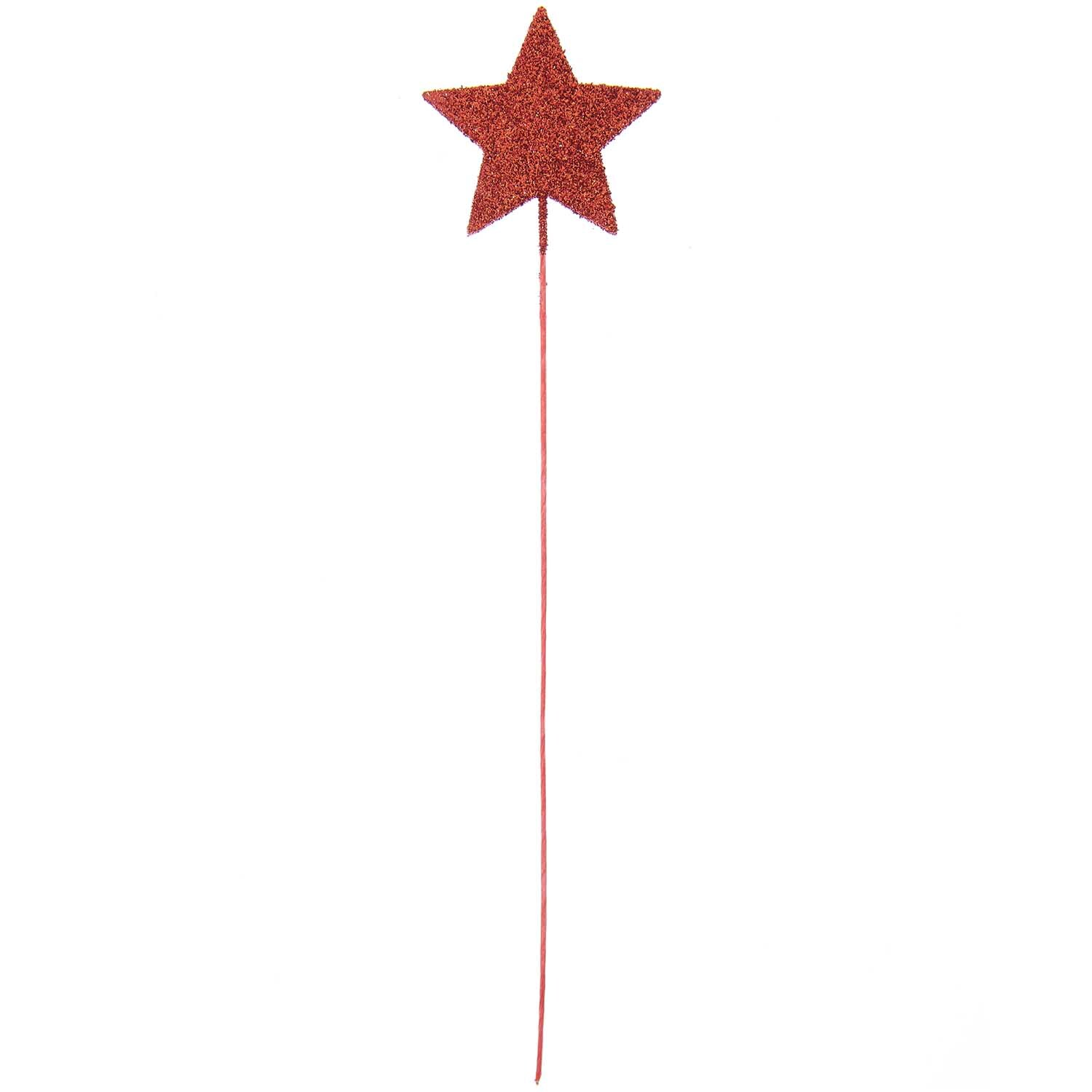 Glitter-Picker Stern gefüllt 27x5cm: Ein roter Stern auf einem langen Stab von Rico Design. Ideal für Dekorationen.
