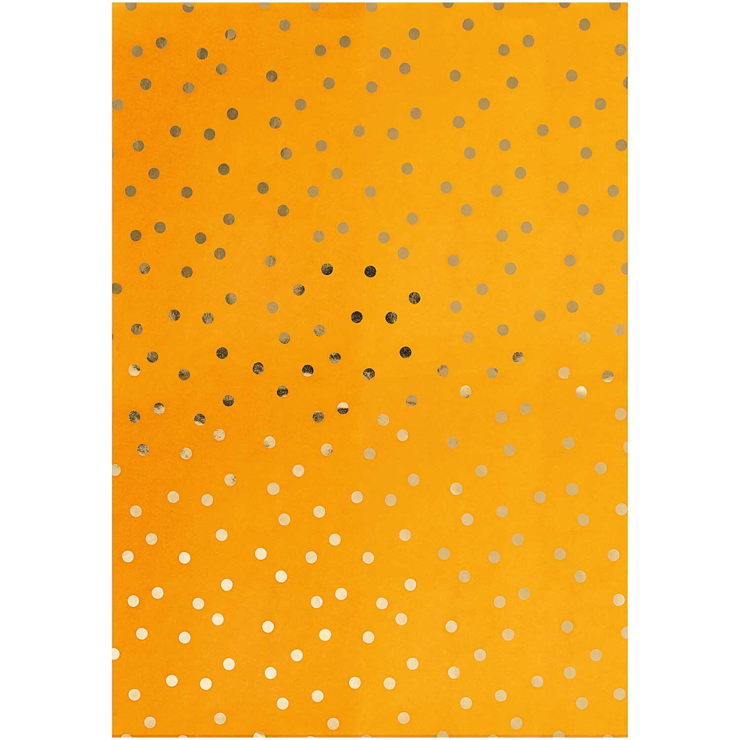 Paper Patch Papier Punkte senfgelb 30x42cm mit silbernen Punkten von Rico Design. Ideal für kreative Bastelprojekte.