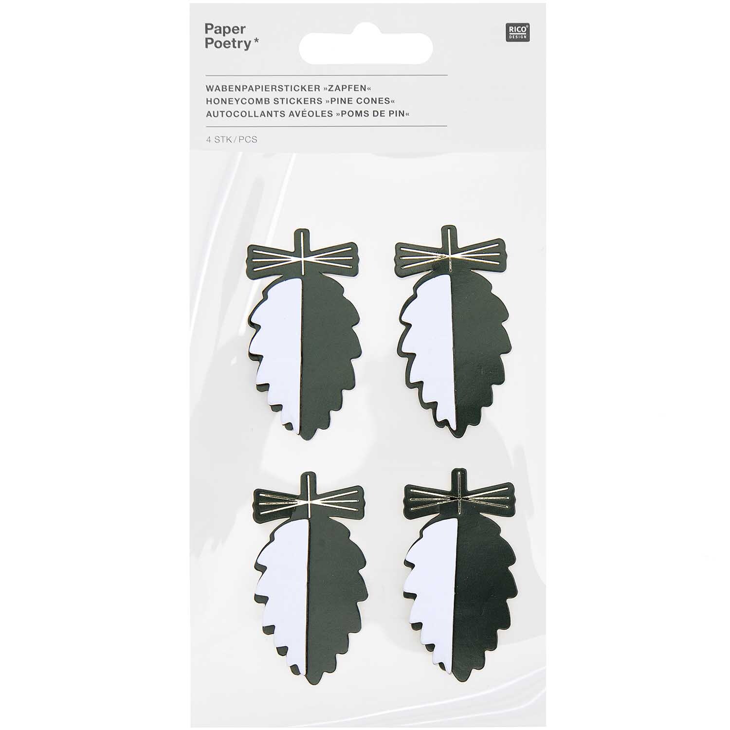 Paper Poetry Wabenpapiersticker Zapfen 1 Blatt von Rico Design