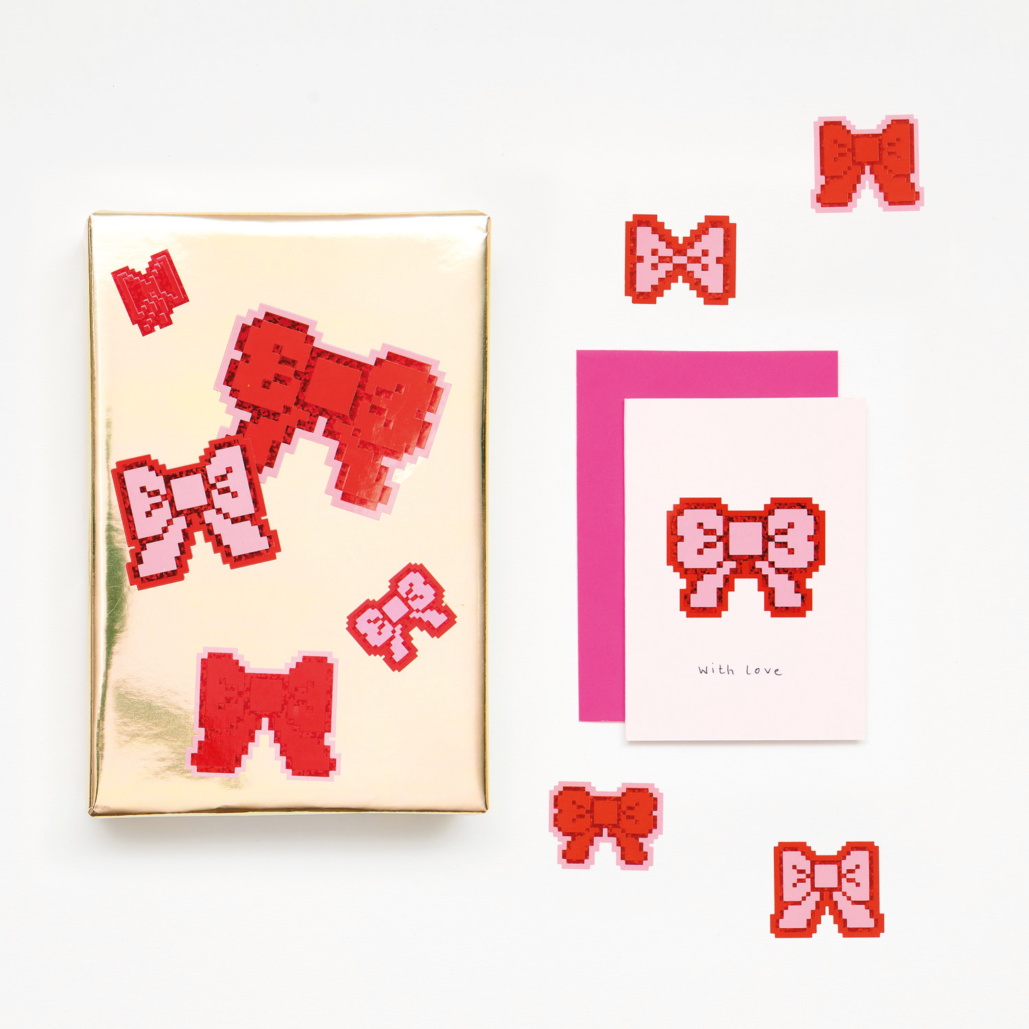 Paper Poetry Sticker Schleifen Pixel 100 Stück Ø 5cm von Rico Design Paper Poetry Sticker Schleifen Pixel: Rote Schleifensticker von Rico Design auf Geschenk und Karte. 100 Stück, Ø 5cm.