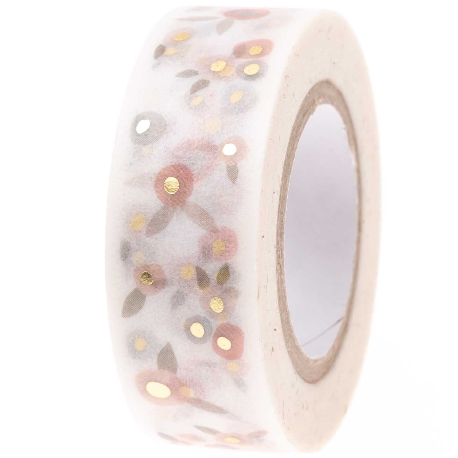 Paper Poetry Tape mit Blütenmuster in Puder und Gold von Rico Design, ideal für kreative Projekte.