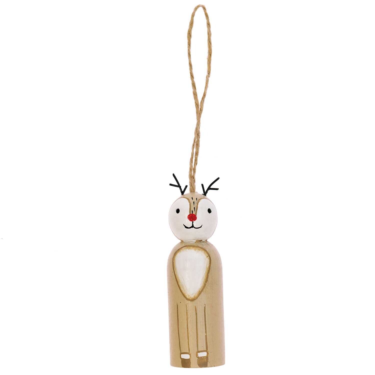 Holzhänger Rentier natur 3x10cm von Rico Design: Ein hölzernes Rentier mit Schlaufe, ideal für Weihnachtsdekorationen.