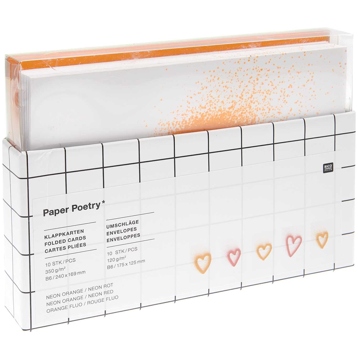 Paper Poetry Kartenset Airbrush Herzen B6 20-teilig von Rico Design