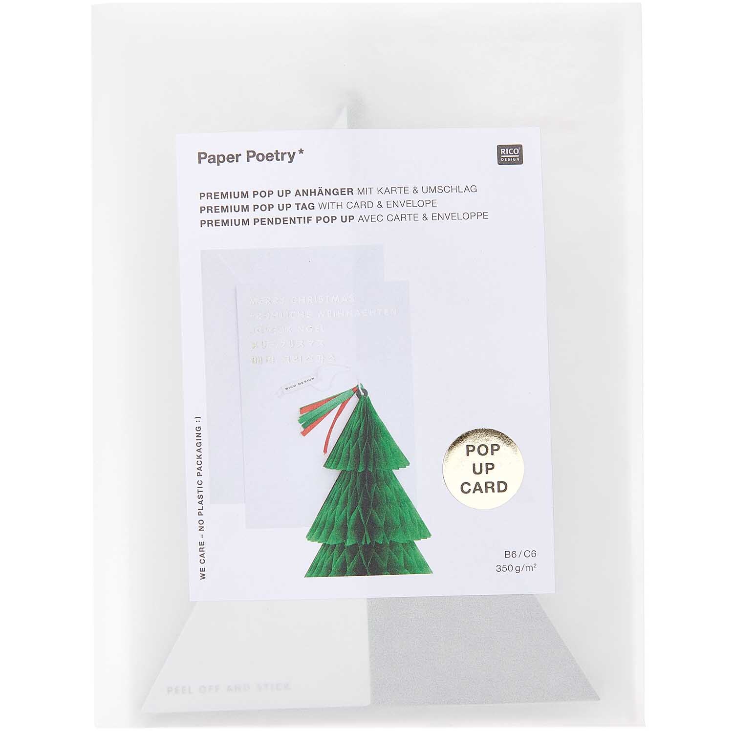 Paper Poetry Kartenset mit Pop-Up Anhänger Tanne B6 von Rico Design
