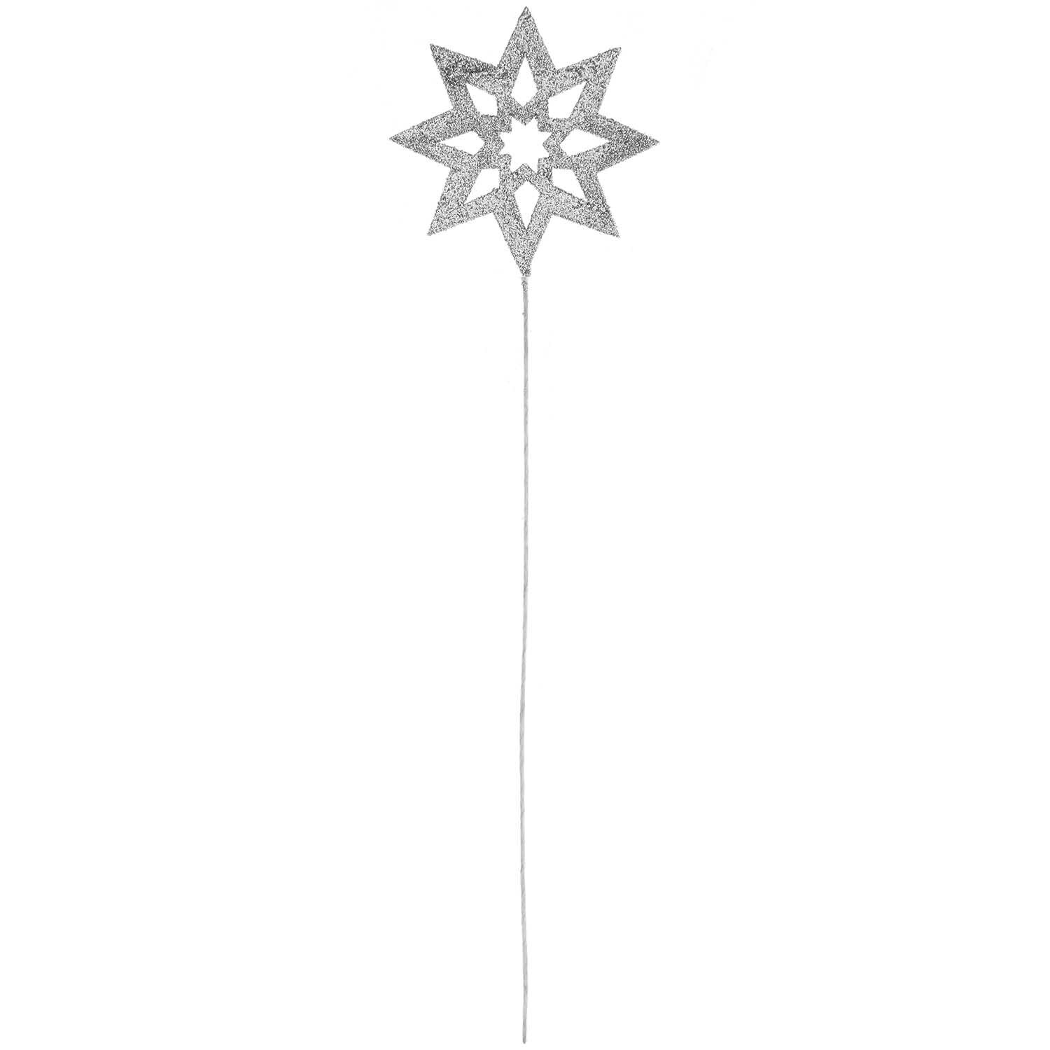 Glitter-Picker Stern 27x5cm Farbe Silber von Rico Design Glitter-Picker Stern 27x5cm von Rico Design in funkelndem Silber, ideal für festliche Dekorationen.
