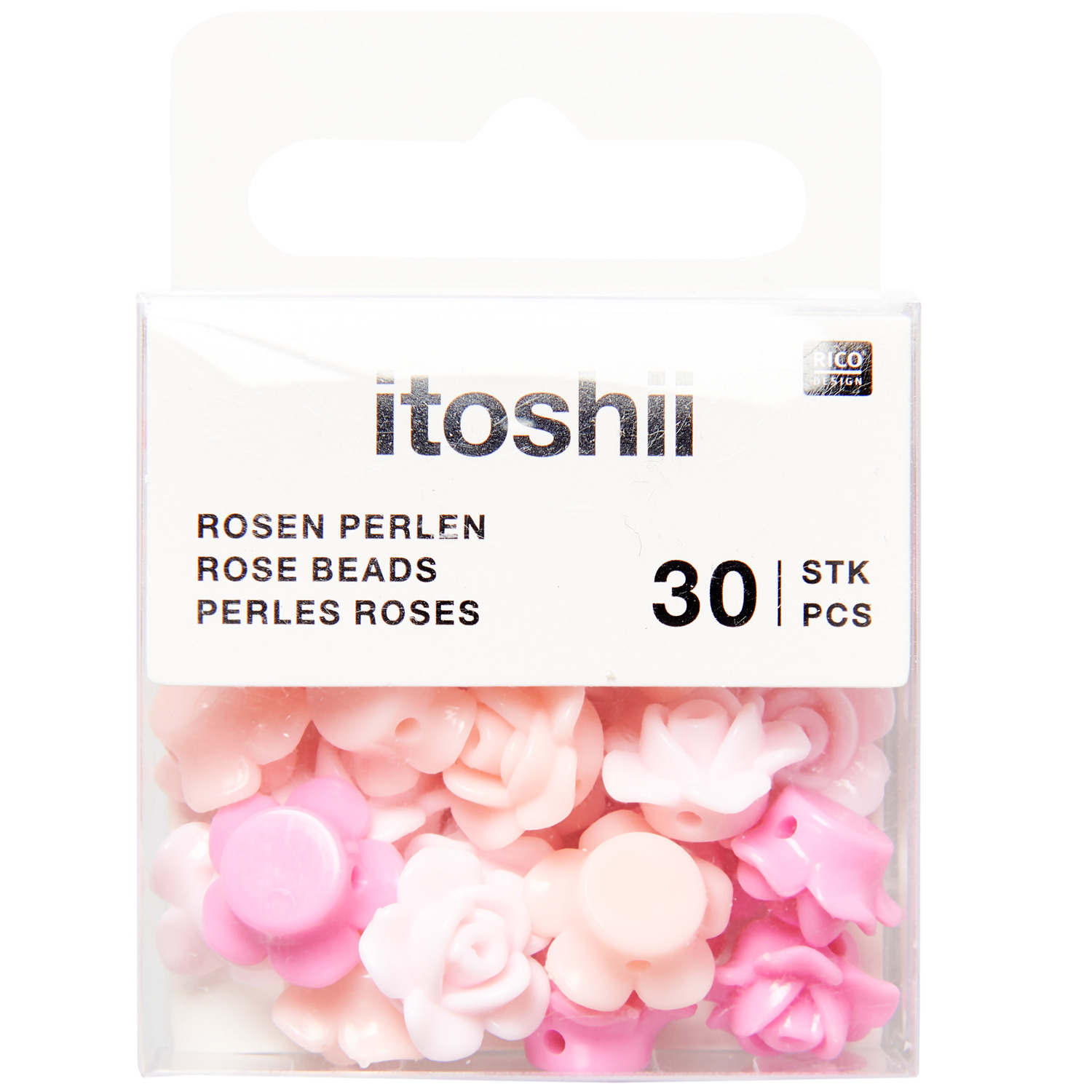 itoshii Rosen Perlen rund Rosa/ Aprikot 12x7mm 30 Stück von Rico Design