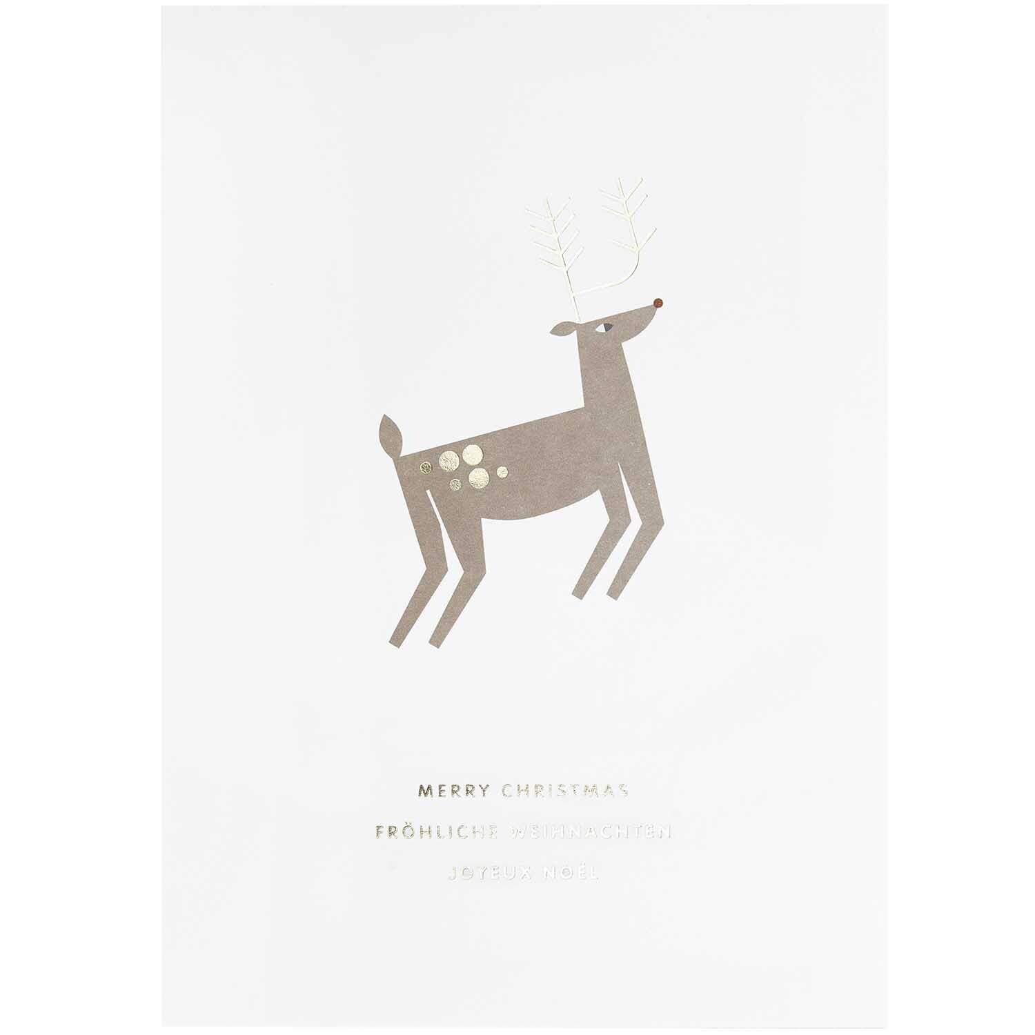 Paper Poetry Postkartenblock I love Christmas 10 Stück von Rico Design Paper Poetry Postkartenblock I love Christmas 10 Stück zeigt ein stilisiertes Rentier auf weißem Hintergrund.