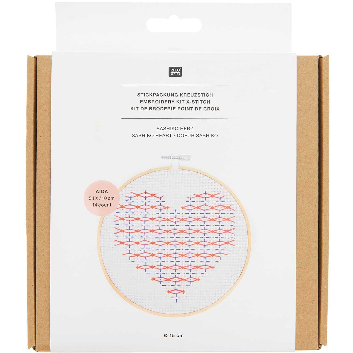 Paquet à broder Sashiko cœur from Rico Design